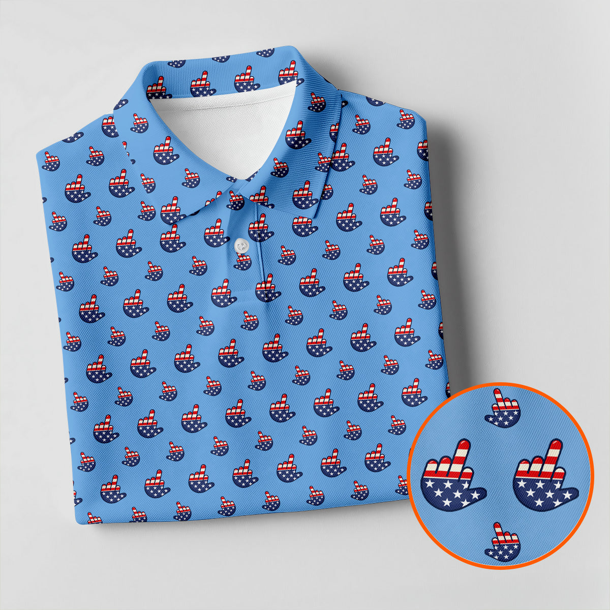 Funny Middle finger US Flag Pattern 250th Anniversary Blue Golf Shirt, 4th Of July Women Golf Top