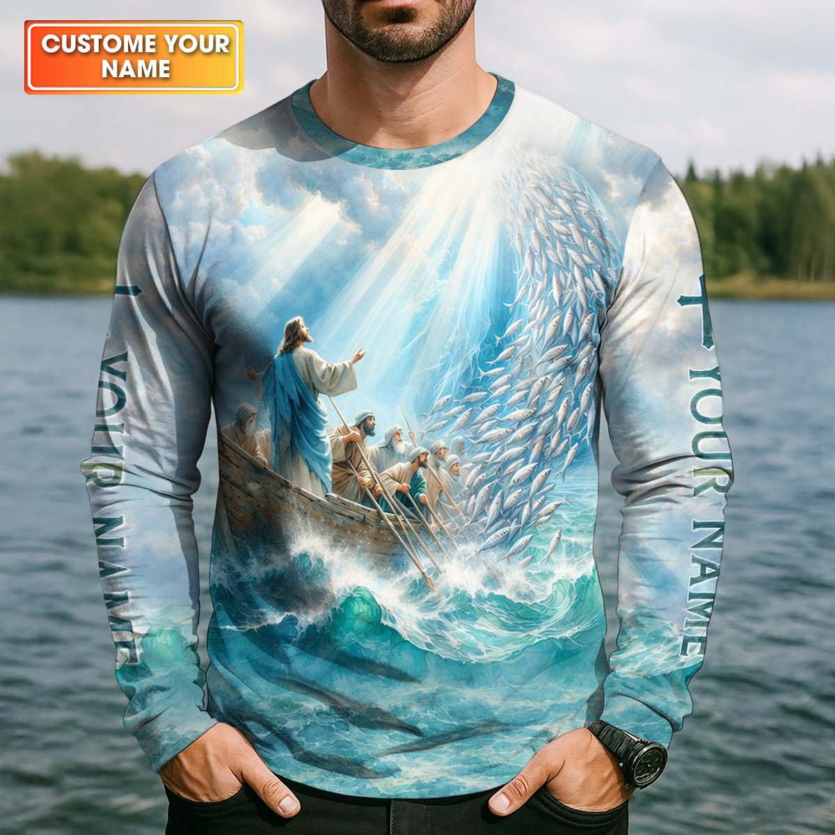 Jesus Said Go Fishing Christian Fishing UPF Shirts, Funny Fishing Shirt, Fishing Shirts For Men