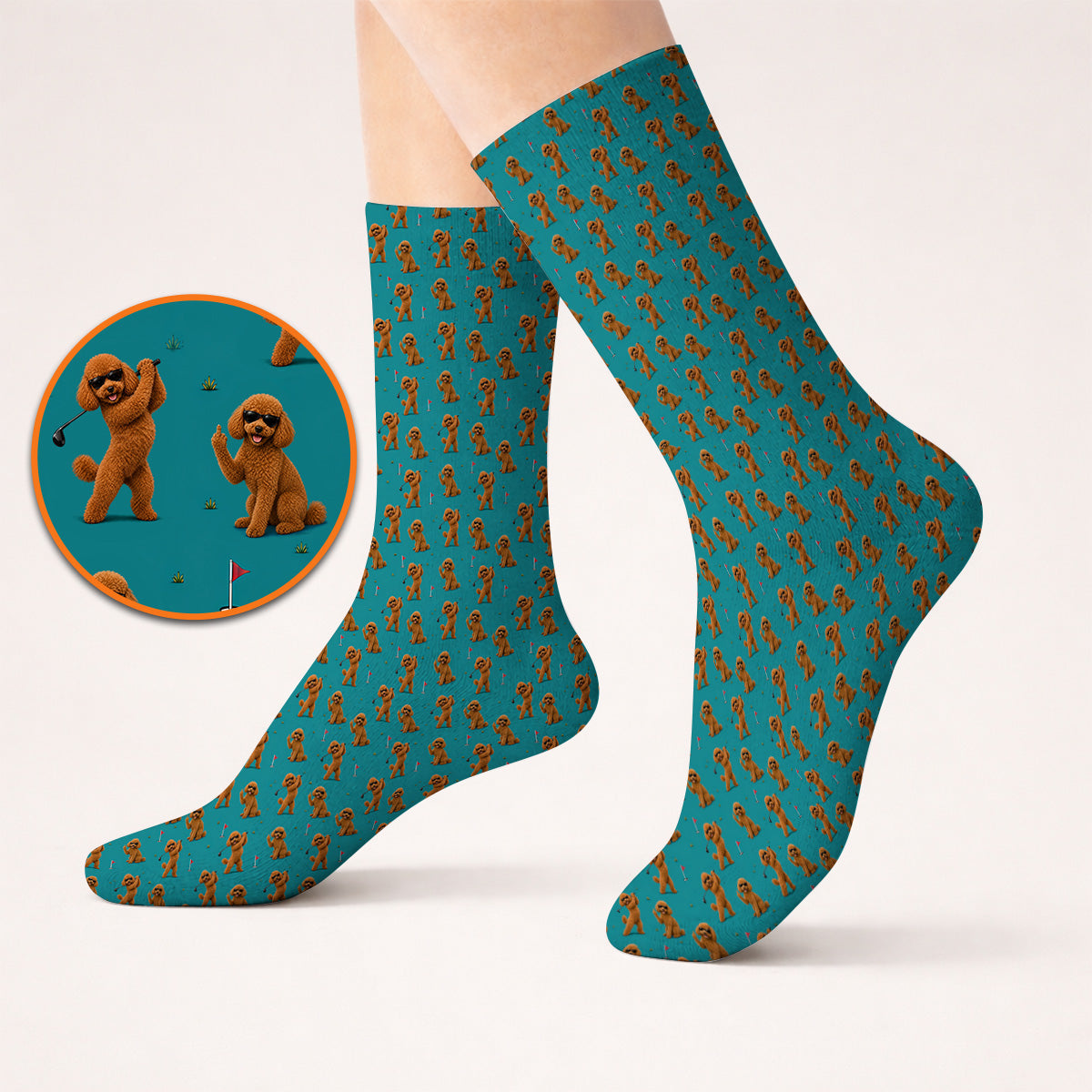 Funny Poodle Pattern Golf Socks, Cool Poodle Dog Golf Sock, Perfect Golf Gift For Golfer