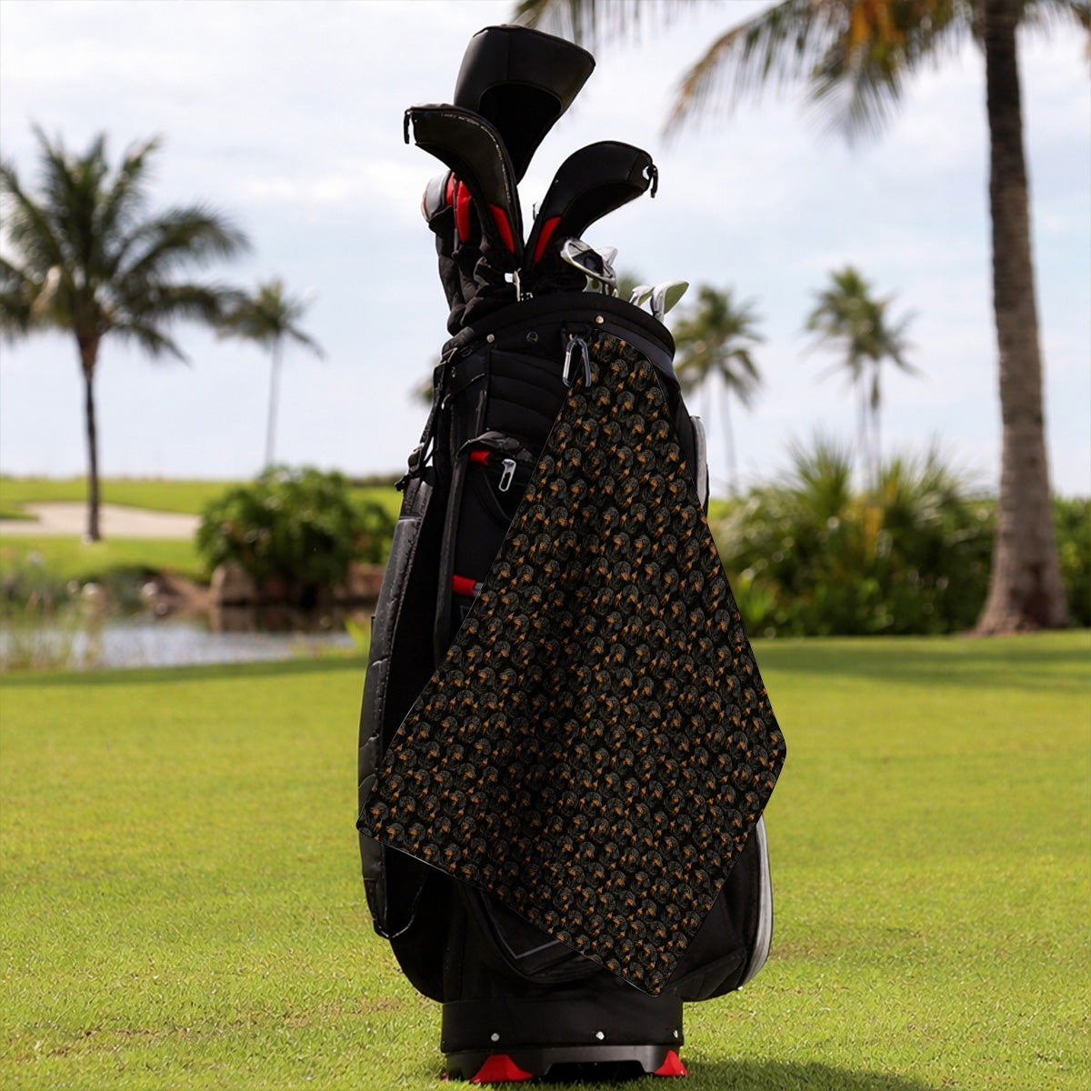 Funny Dachshund Golf Towels, Wiener Dog Pattern Golf Towel, Crazy Dog Dad Golf Apparel