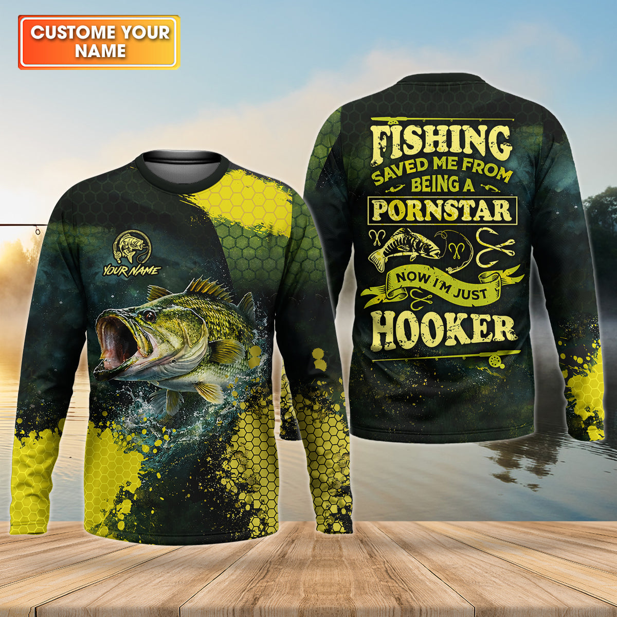 Fishing Saved Me From Being a Pornstar Bass Fishing UPF Shirt – Funny Fishing Shirt for Men