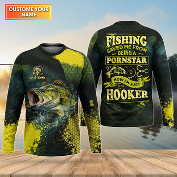 Fishing Saved Me From Being a Pornstar Bass Fishing UPF Shirt – Funny Fishing Shirt for Men