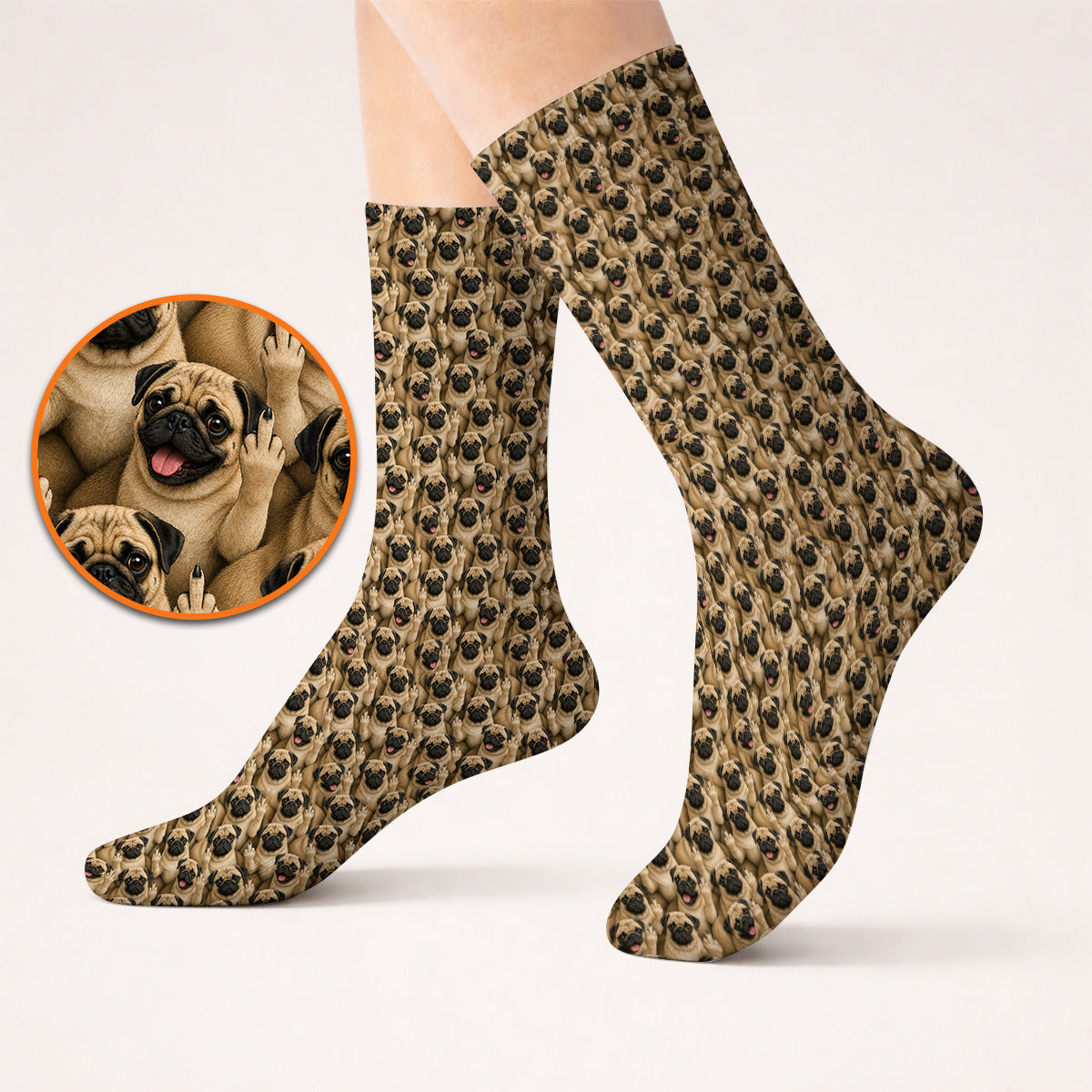 Crazy Pug Golf Socks, Pug Pattern Golf Sock, Dog Lover Golf Gift