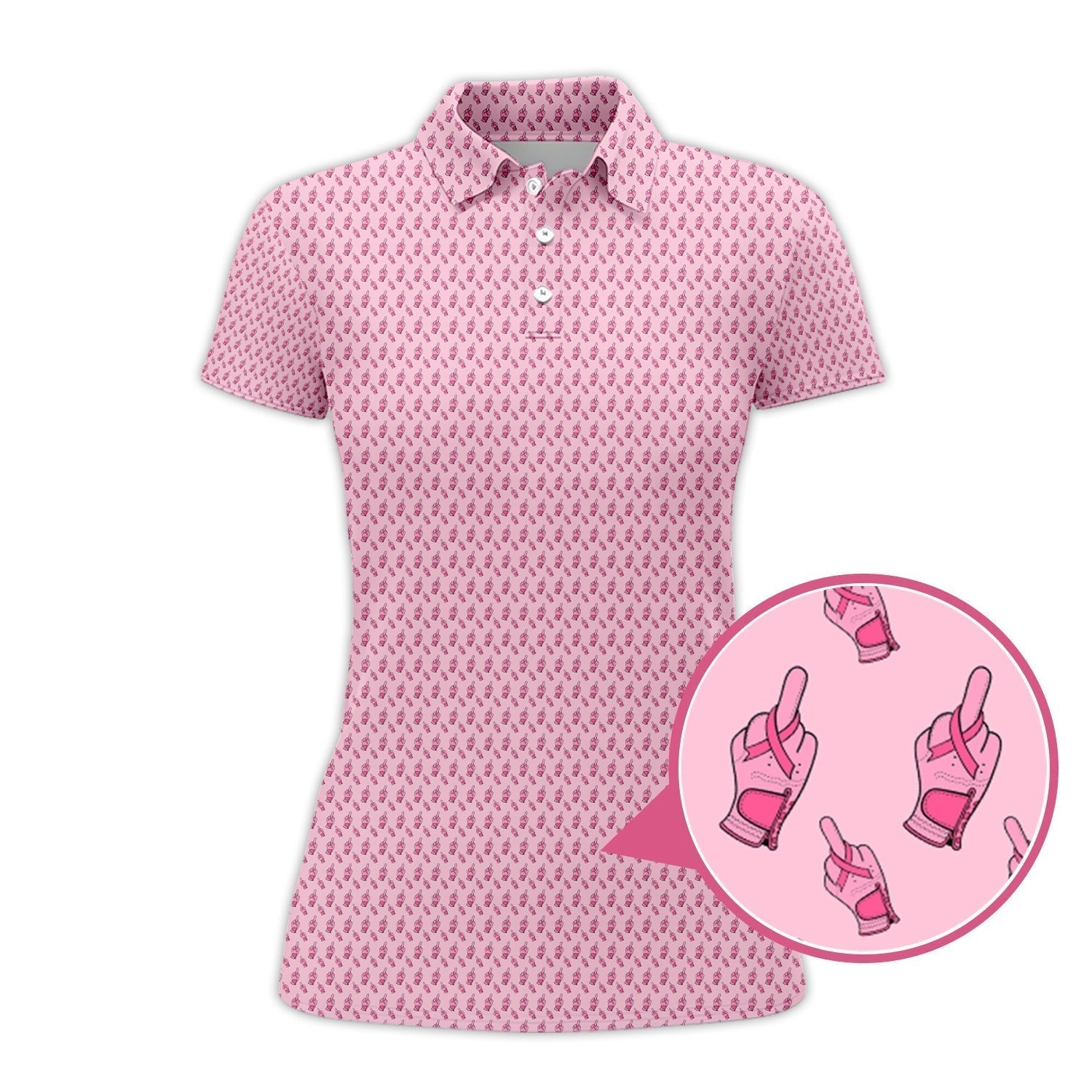 Funny Pattern Golf Shirt, Pink Golf Shirt For Women, Breast Cancer Golf Shirt For Golfer