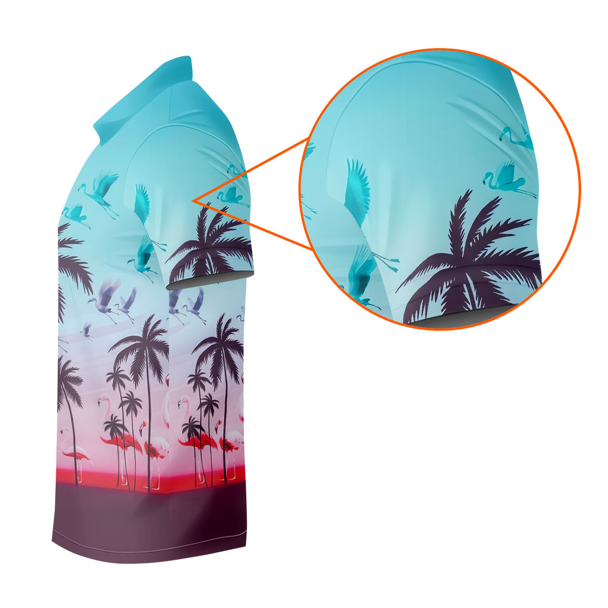 Tropical Flamingo Sunset Hawaiian Golf Shirt, Women's Golf Apparel, Golf Shirts For Women