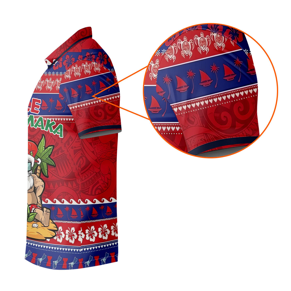Tropical Santa Mele Kalikimaka Christmas Golf Shirt, Men's Golf Shirt, Hawaiian Golf Shirt, Printed Golf Shirts