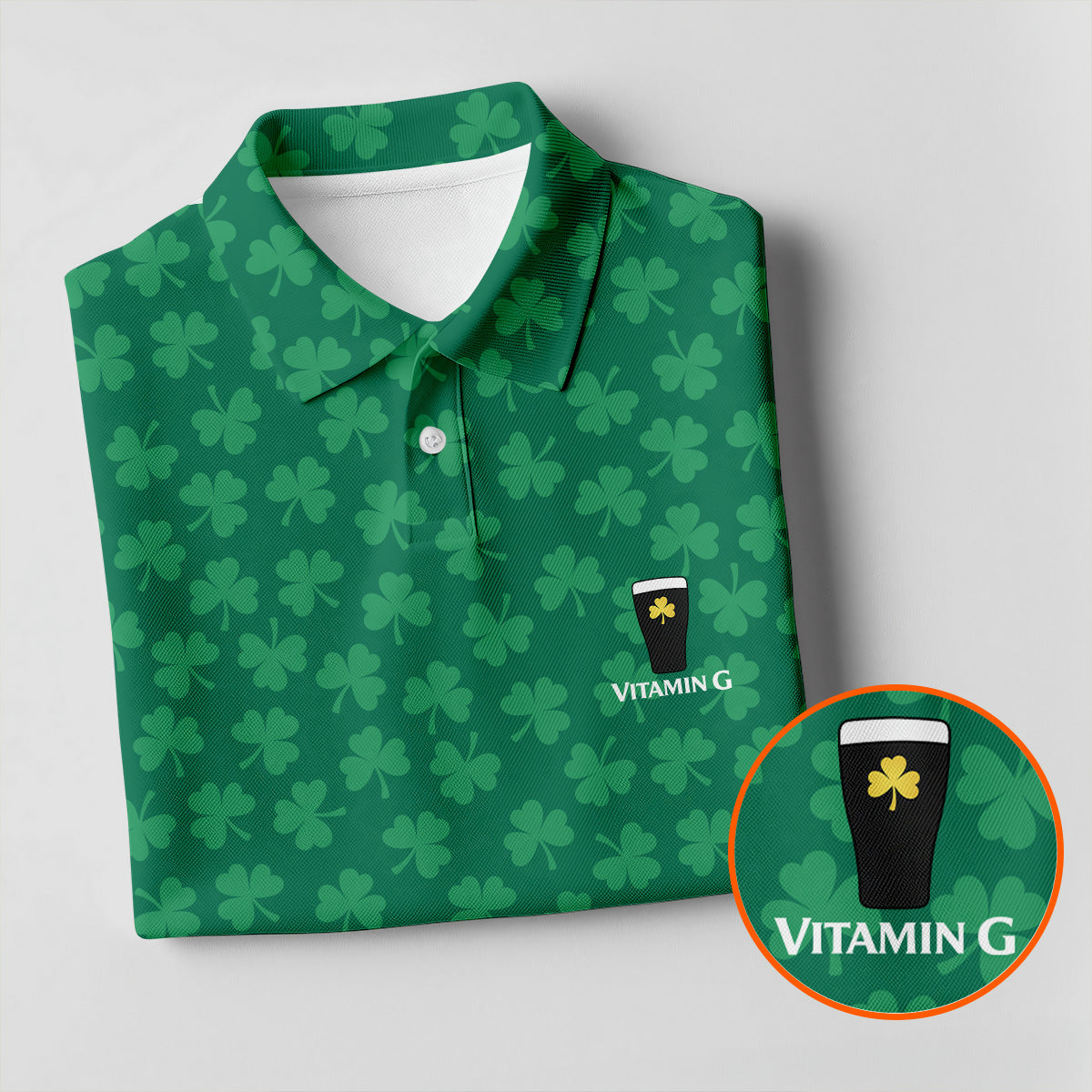 Vitamin G Shamrock Pattern Golf And Beer Green Golf Shirt, St Patrick's Day Golf Shirt, Women's Golf Shirts