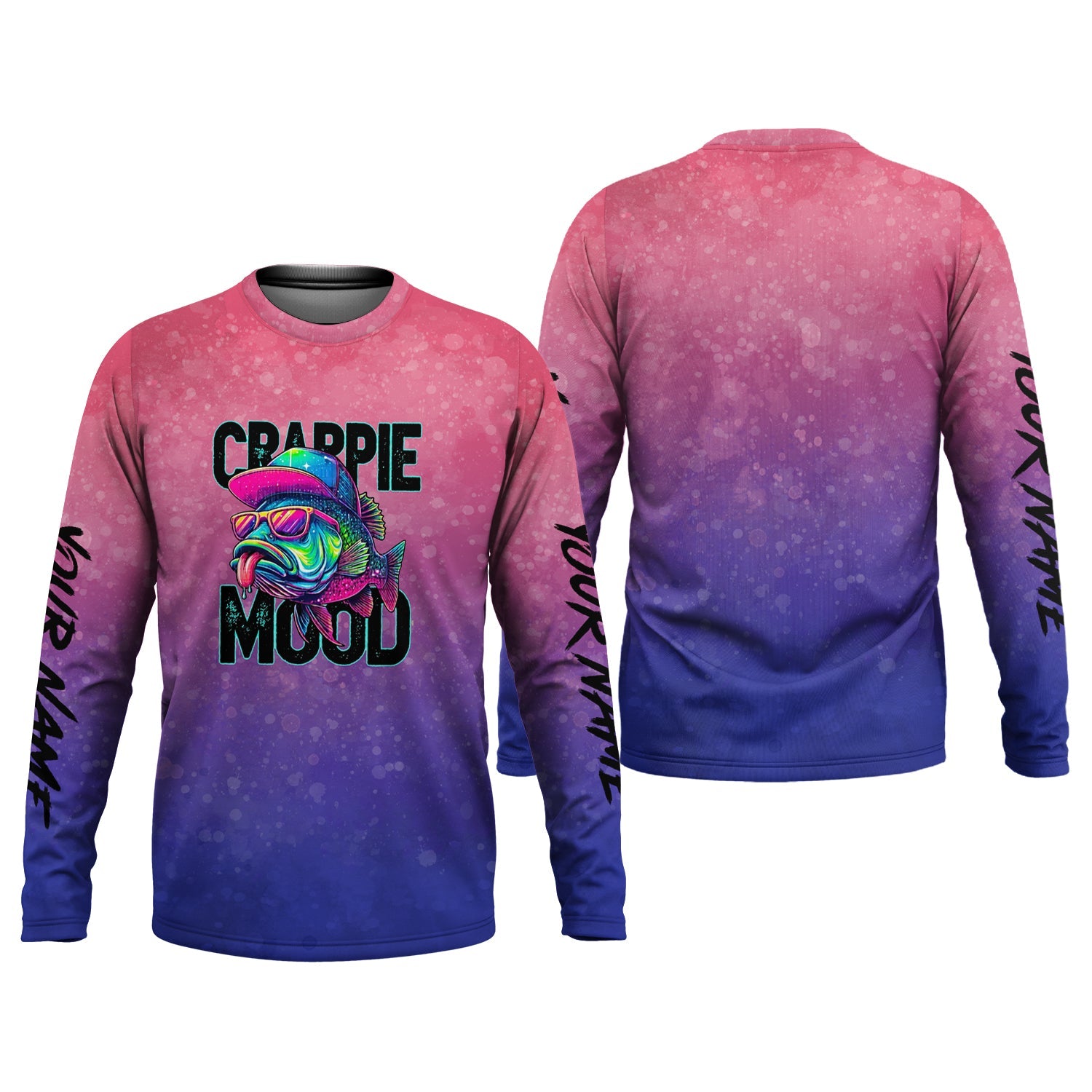 Crappie Mood Pink Purple Neon Fishing UPF Shirts, Funny Fishing Shirt, Gift For Fisherman