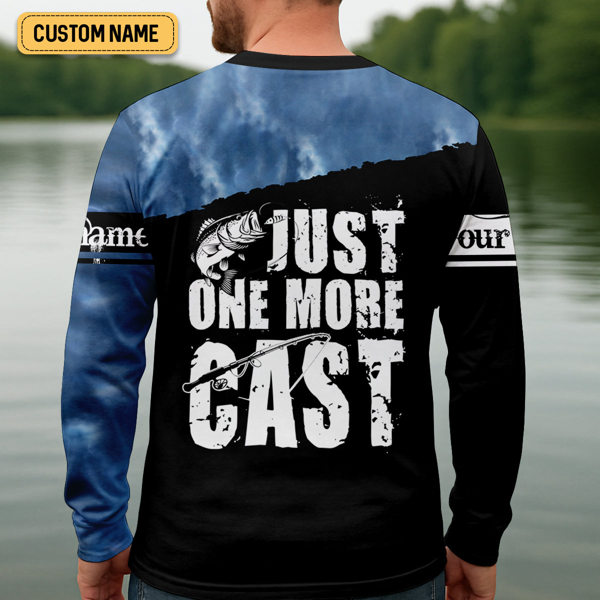 Just One More Cast Personalized Fishing UPF Shirt, Bass Fishing, Funny Fishing Shirt For Men