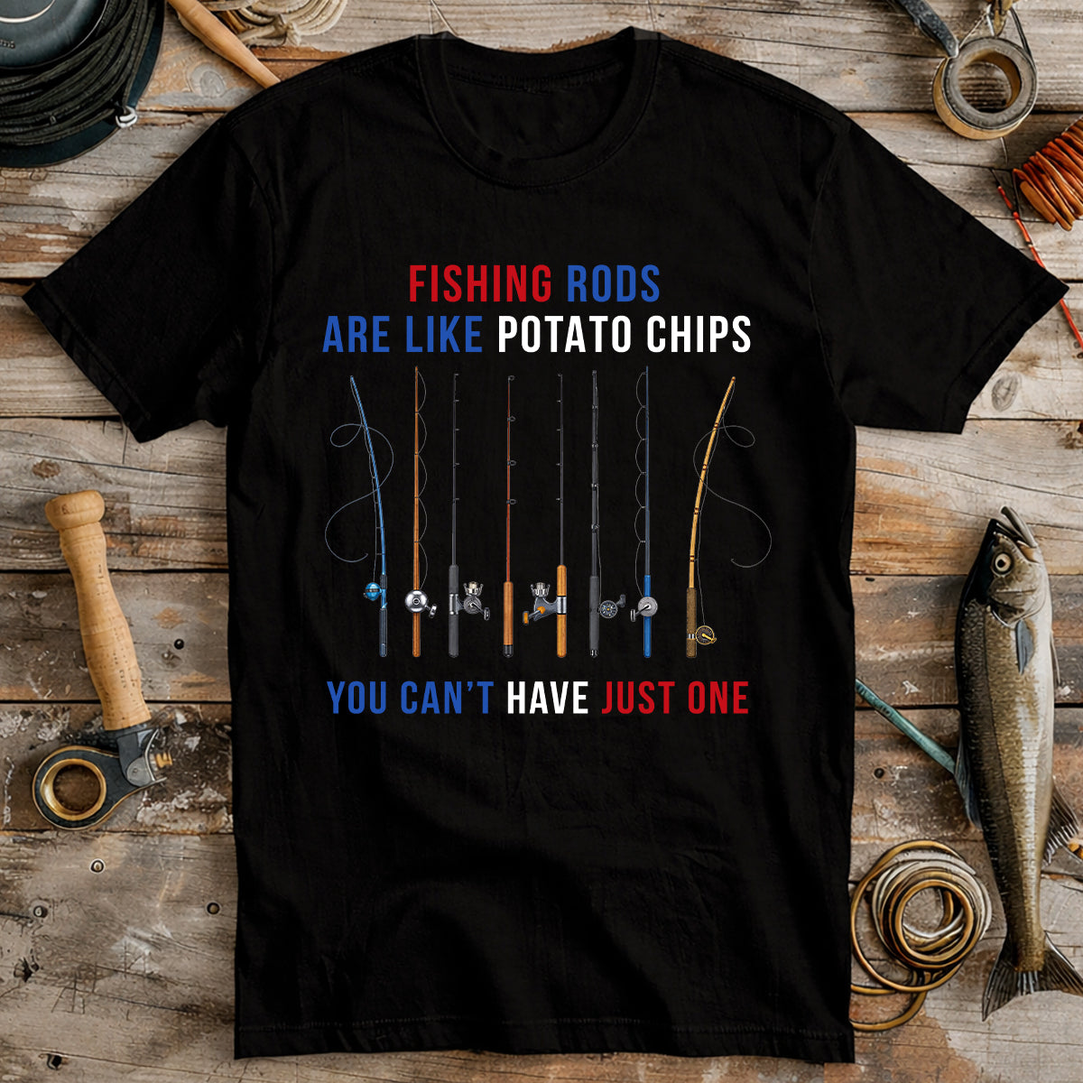 Fishing Rods Are Like Potato Chips Patriotic 4th Of July Funny Fishing Shirt, 250 Years Fishing Shirts For Men
