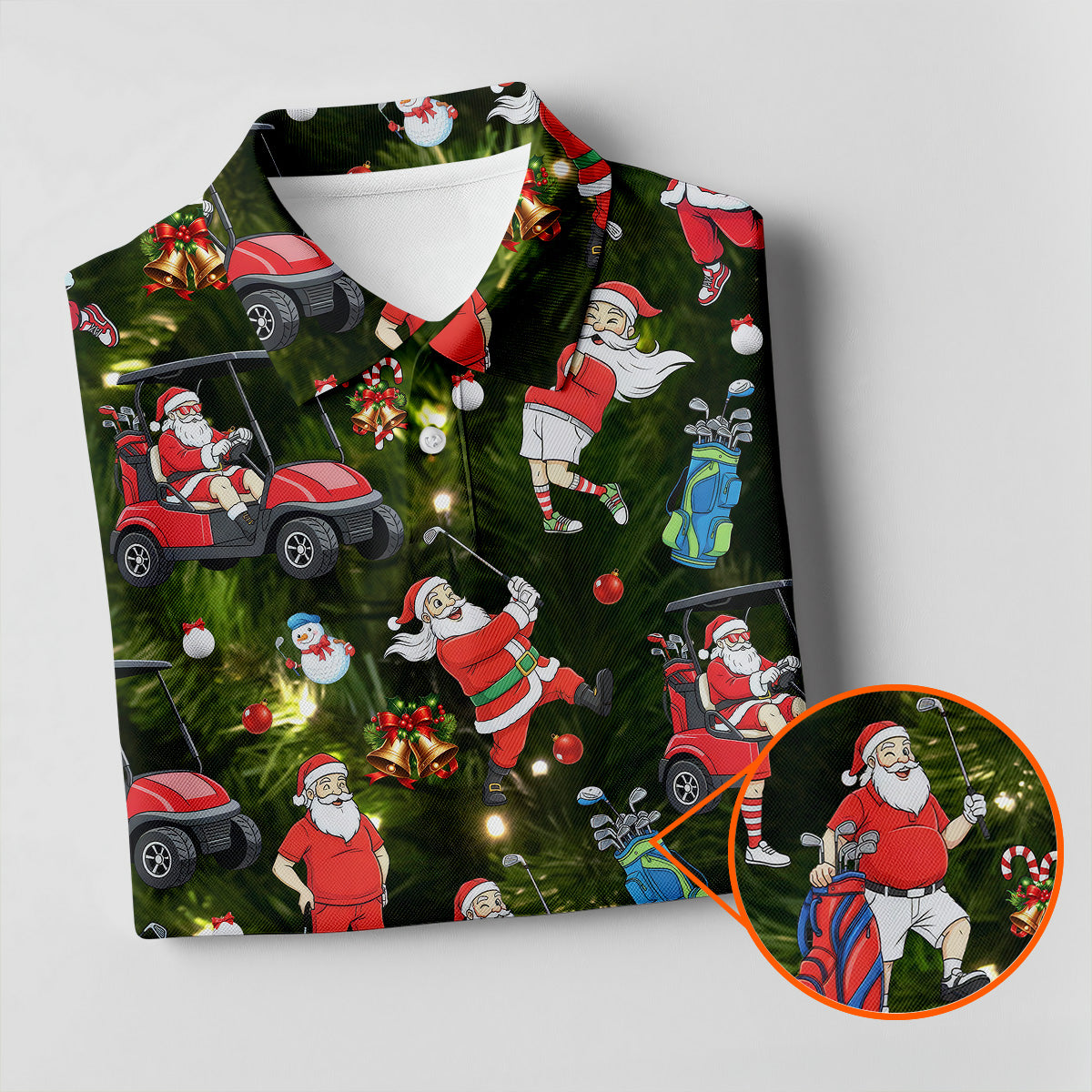 Funny Santa Claus Golf Pose Women's Golf Tops, Christmas Golf Shirt, Christmas Golf Gift