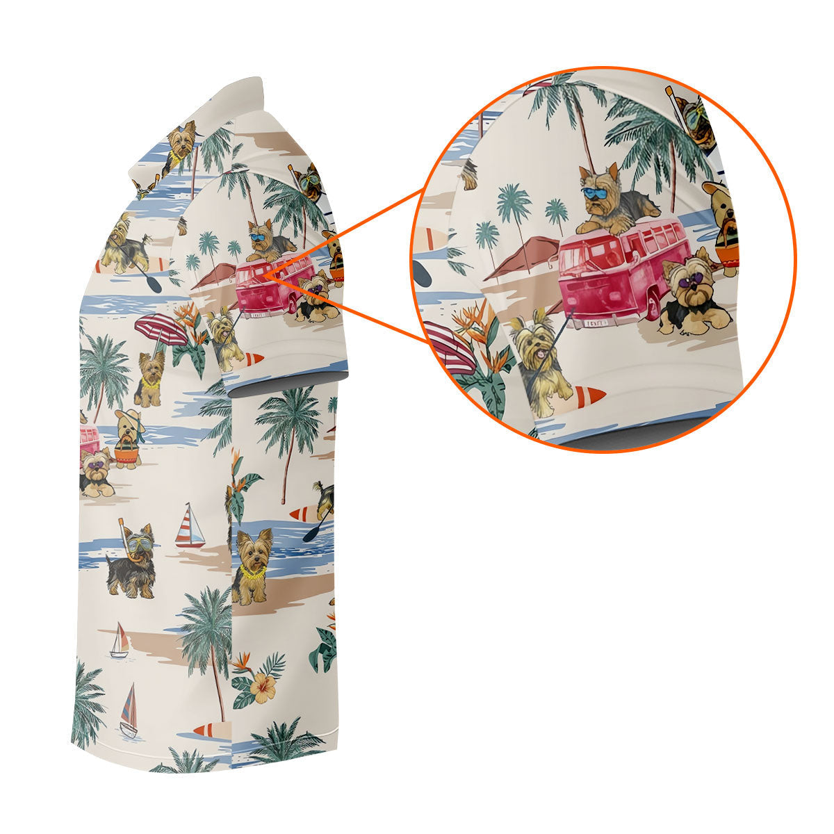 Cute Yorkshire Terrier Beach Vacation Golf Polo Shirt, Hawaiian Golf Shirt, Golf Shirts For Men