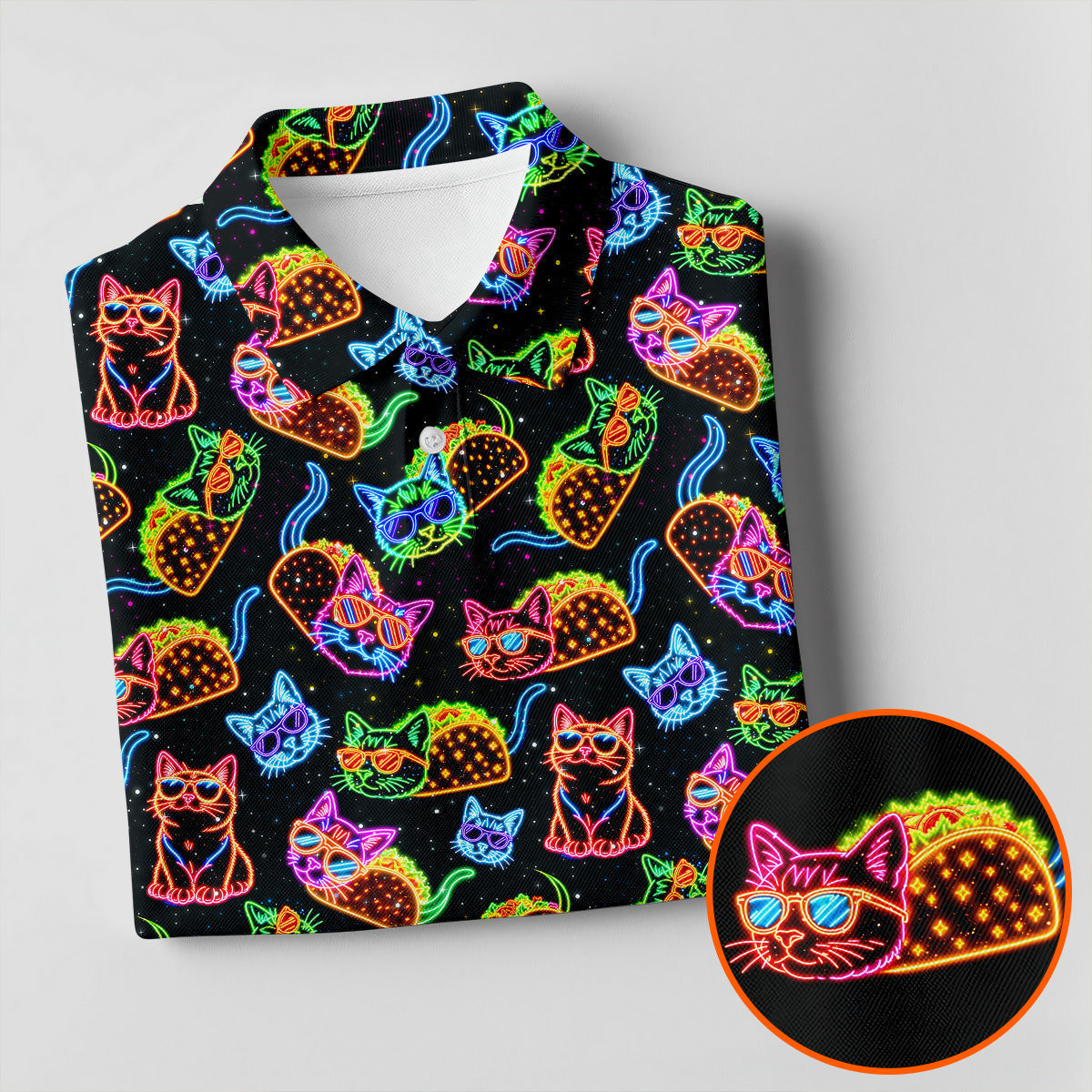 Neon Cats Tropical Vibe Women's Golf Tops, Cute Golf Outfit, Ladies Golf Shirts, Golf Shirt For Women