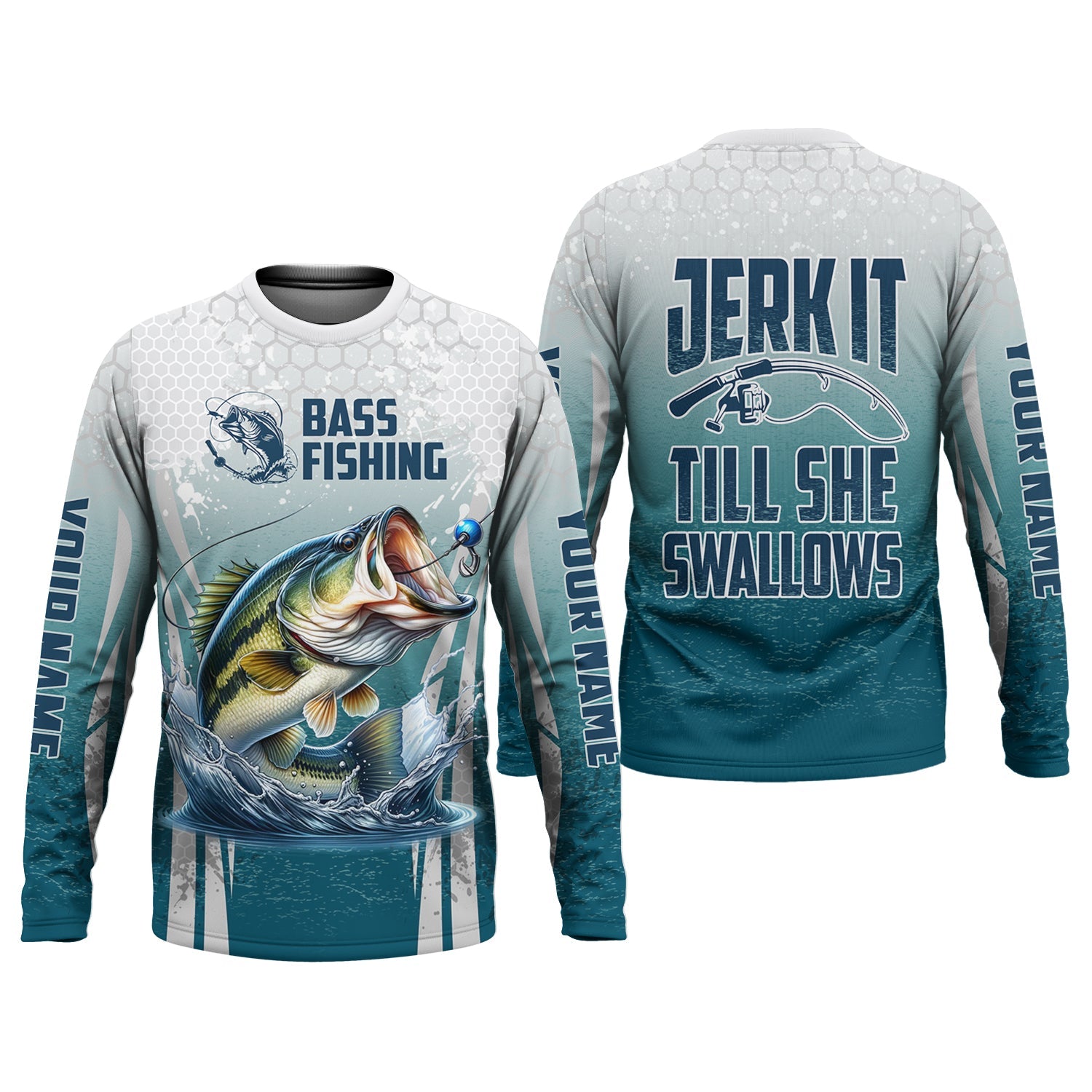 Jerk It Till She Swallows Fishing UPF Shirts, Funny Fishing Shirt, Gift For Fisherman, Bass Fishing Shirt