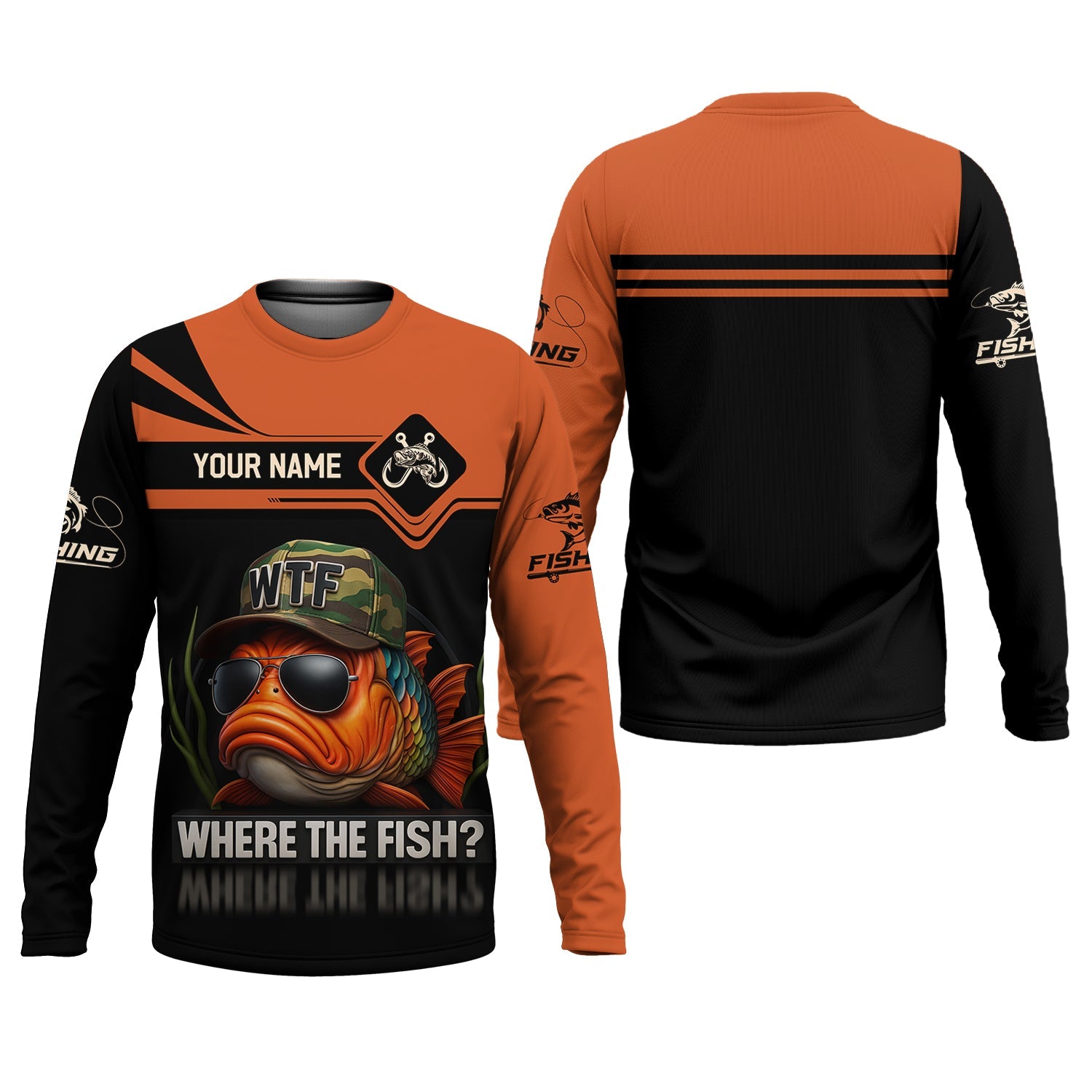 WTF Where The Fish Camo Tournament Fishing Shirts, Funny Fishing Shirt, SPF Shirt For Men, Men's Fishing Shirt