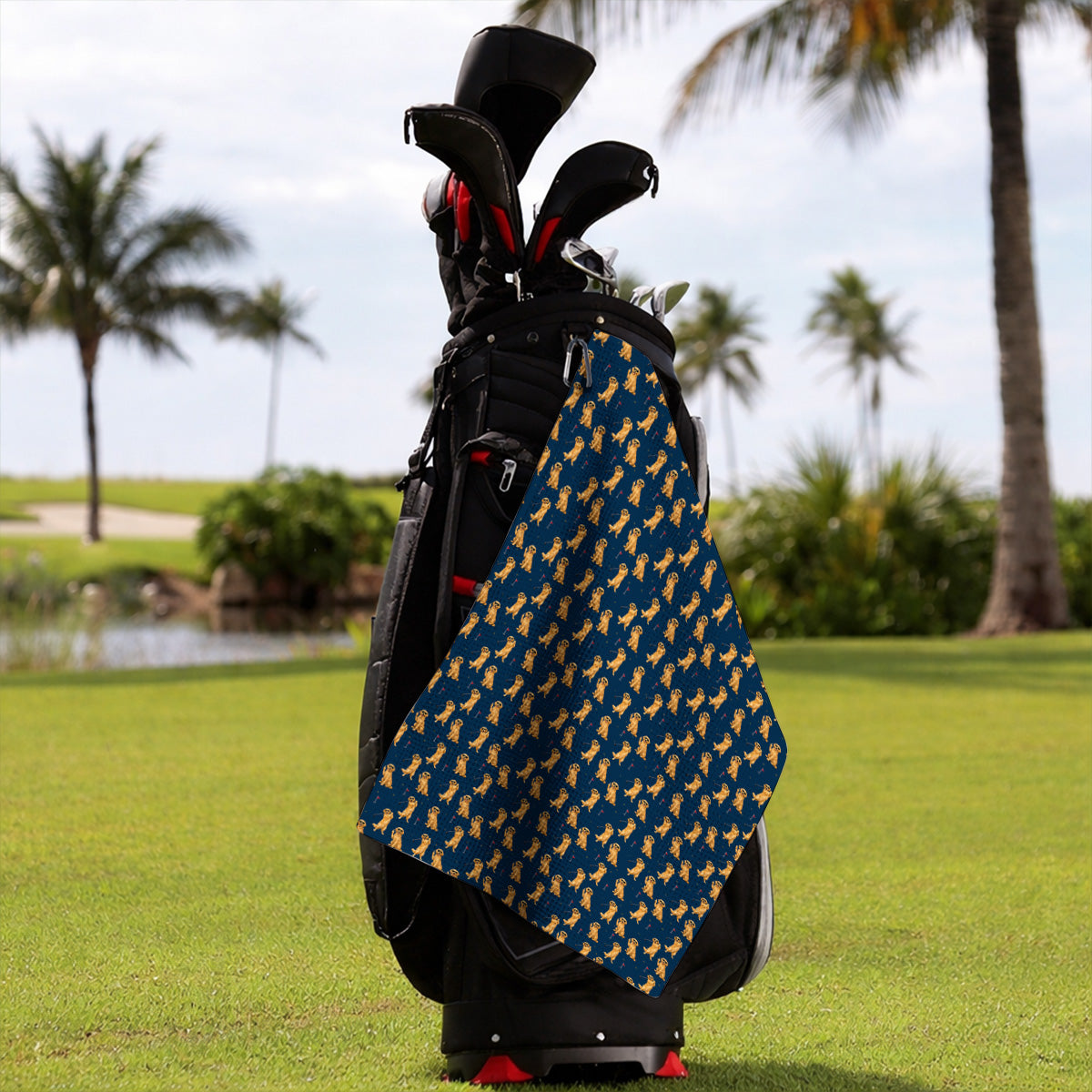 Golden Retriever Fairway Golf Towel, Golf Dog Pattern Towels, Gift For Golden Retriever Owners