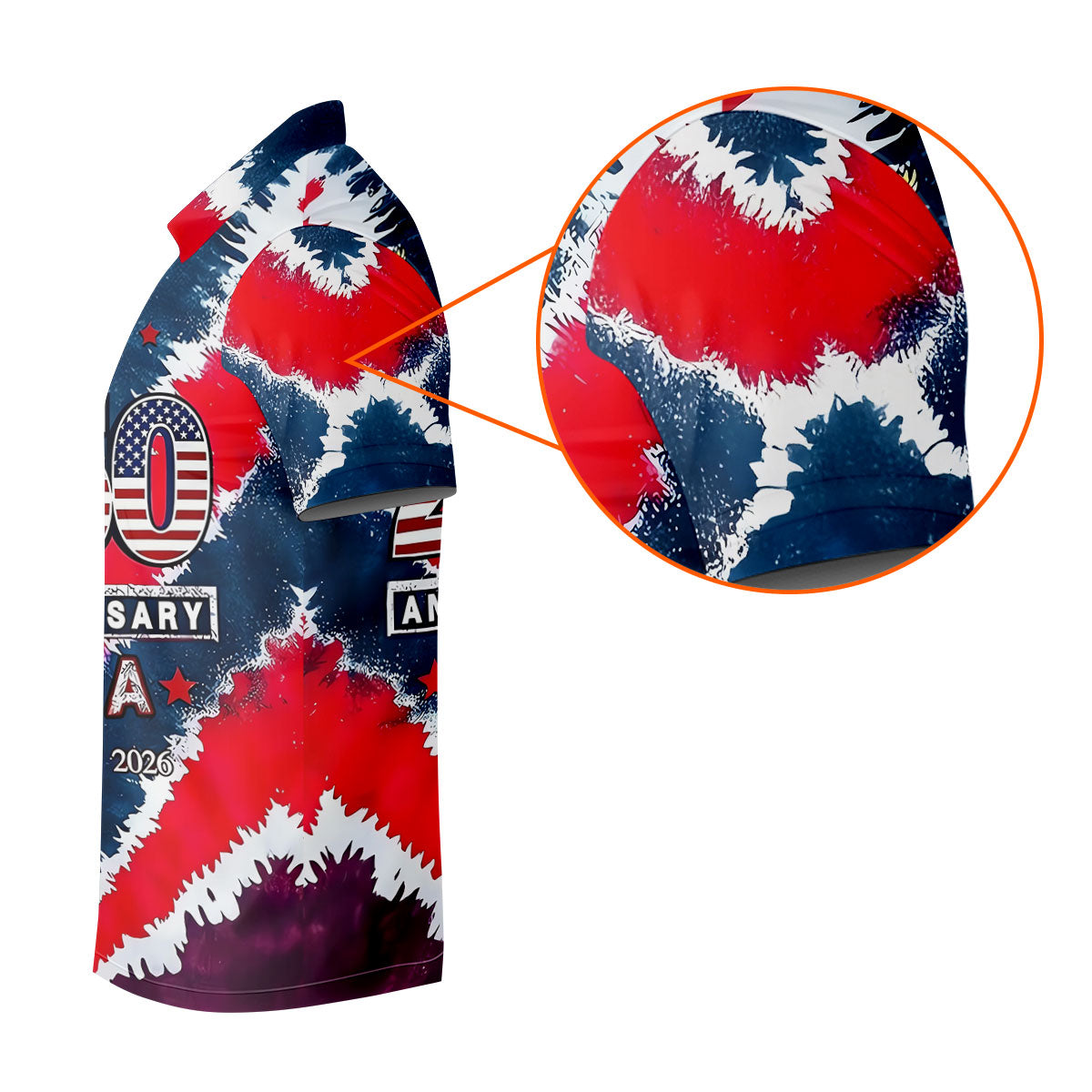 250th Anniversary Red White Blue Tie Dye Print Patriotic Golf Shirt, 4th Of July Golf Shirts For Men