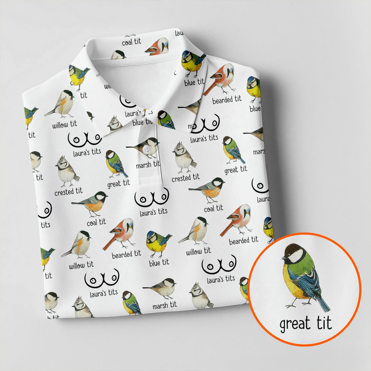 Funny Birds Adult Humor Ladies Golf Tops, Fun Women's Golf Shirts, Ladies Golf Shirt