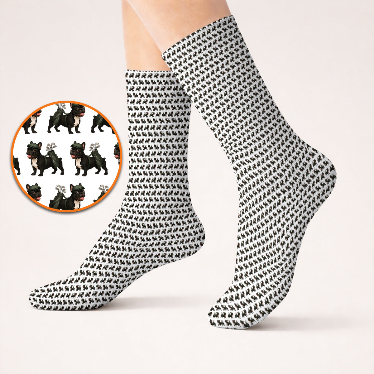Black French Bulldog Golf Sock, Frenchie Pattern Golf Socks, Funny Dog Dad Gift