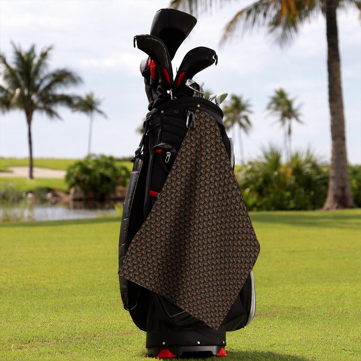 Fall Pattern Golf Towel, Autumn Golf Cart Towels, Funny Golf Gift For Golfer