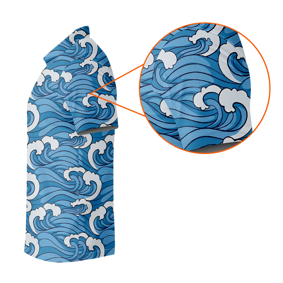 Japanese Wave Golf Shirt, Ocean Wave Pattern Women's Golf Polo, Polo Shirts For Women