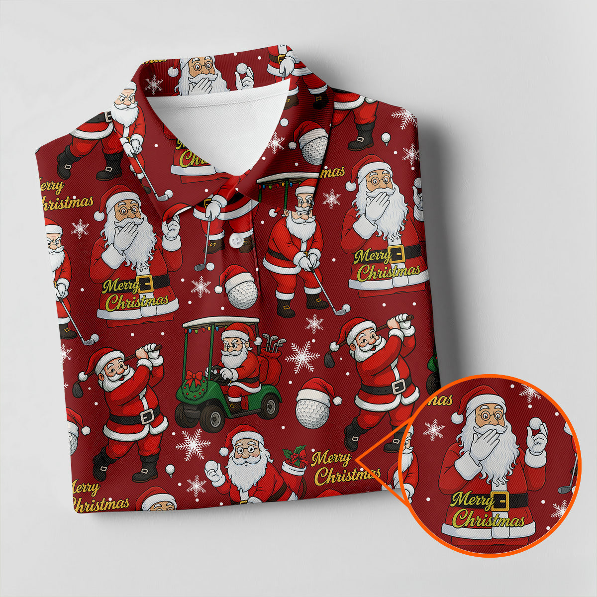 Funny Santa Golfing Christmas Polo Shirts, Christmas Golf Shirt, Polo Shirts For Men, Golf Gift For Men