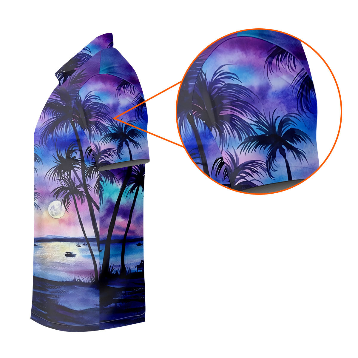 Moonlit Tropical Beach Palm Tree Golf Shirt, Women's Golf Shirt, Hawaiian Golf Shirt, Golf Polo For Women