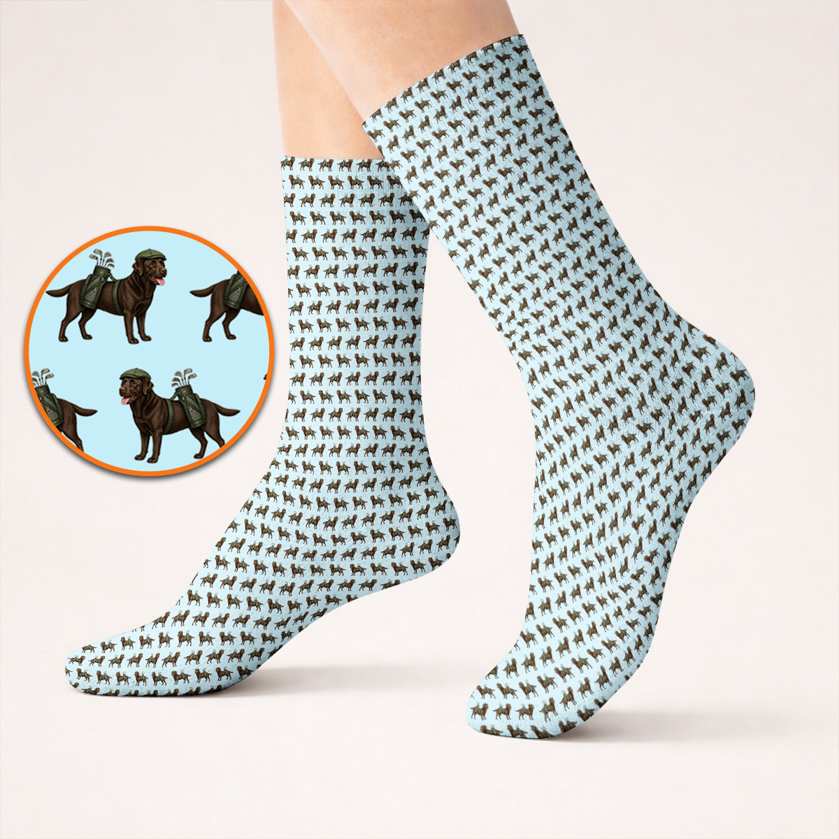 Chocolate Labrador Golf Crew Socks, Funny Dog Golf Socks, Labrador Lover Gift