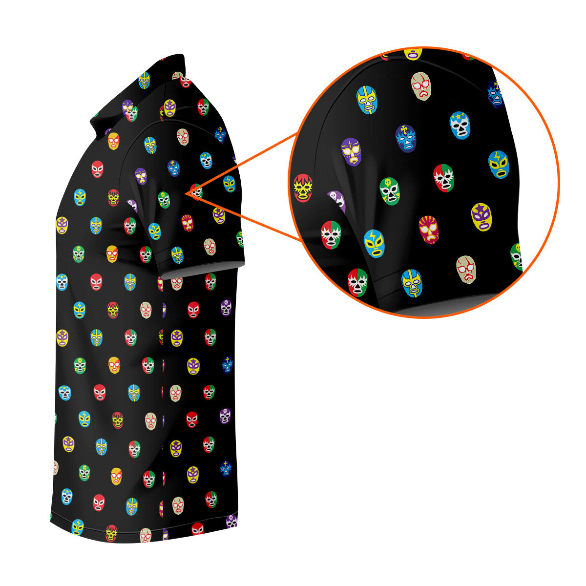 Colorful Retro Mask Print Golf Polo Shirt, Golf Shirts For Women, Women’s Golf Apparel