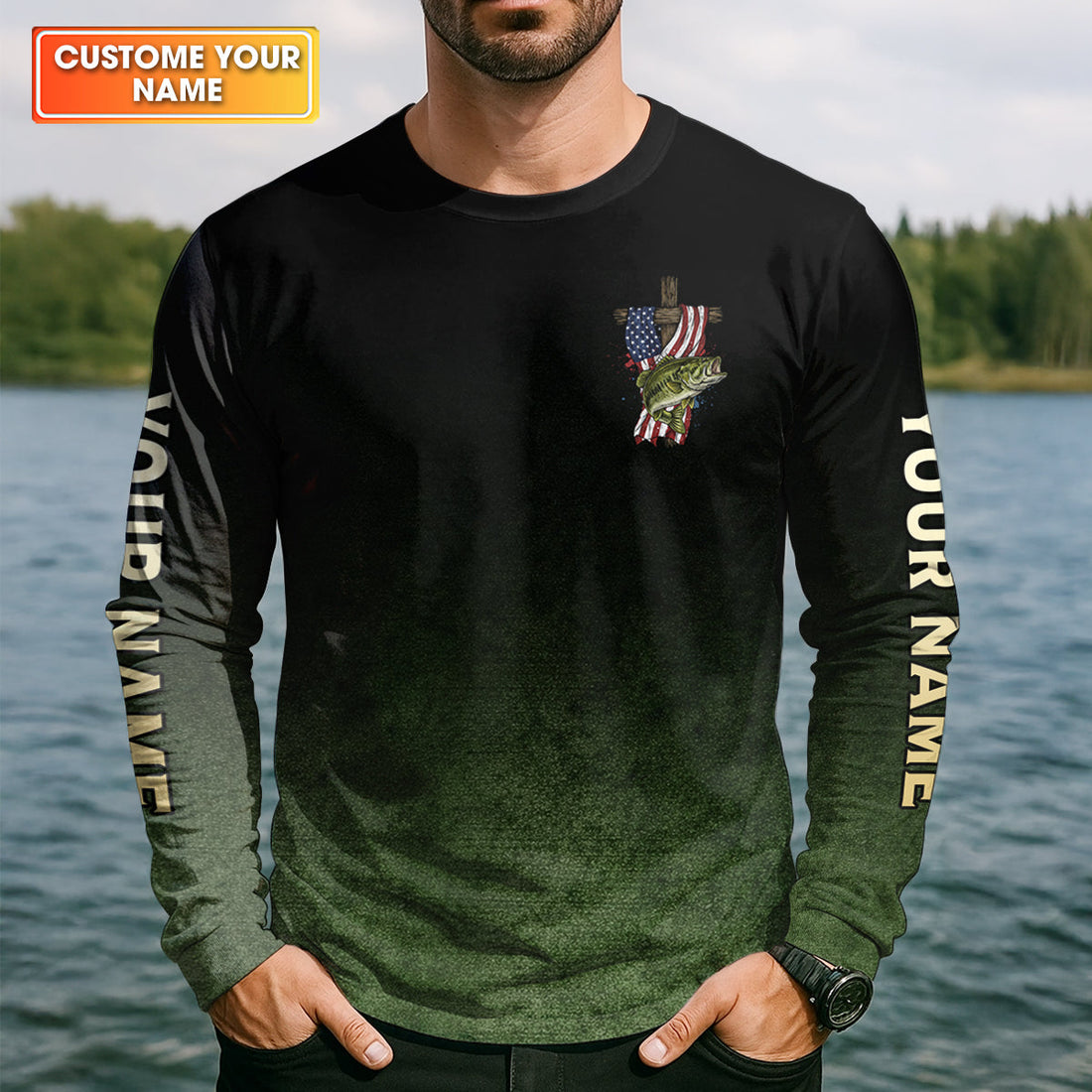 Faith Freedom Fishing Patriotic Fishing Shirt, Fishing UPF Shirts, 250th Anniversary Men's Fishing Shirt