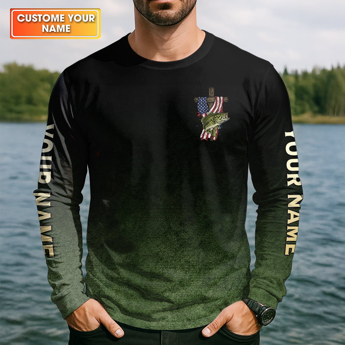 Faith Freedom Fishing Patriotic Fishing Shirt, Fishing UPF Shirts, 250th Anniversary Men's Fishing Shirt