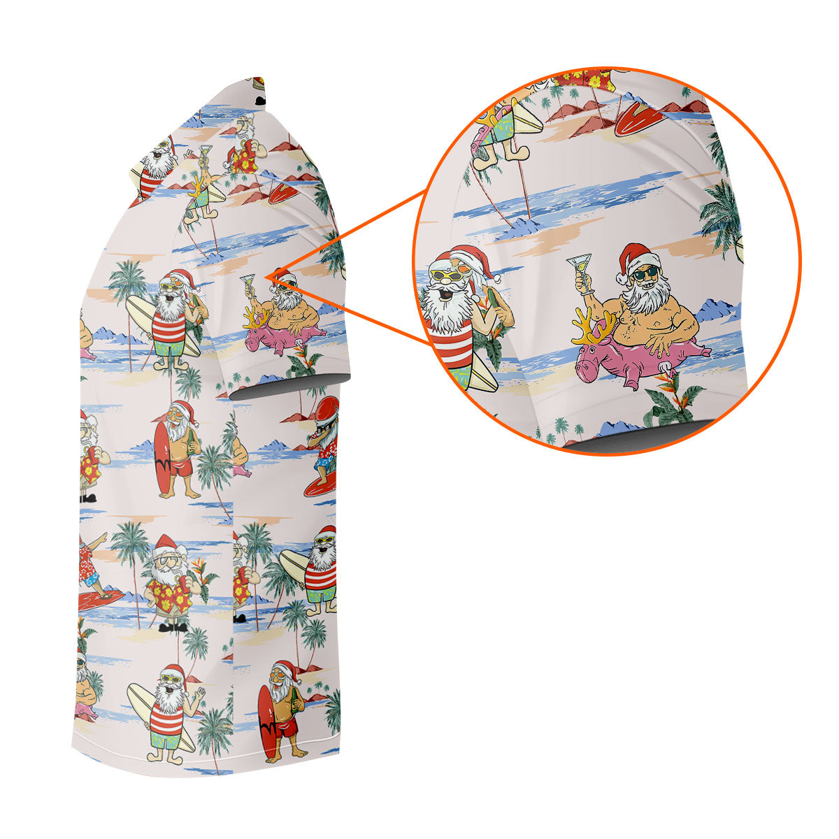 Funny Tropical Santa Christmas Golf Shirt, Men's Golf Shirt, Hawaiian Golf Shirt, Printed Golf Shirts