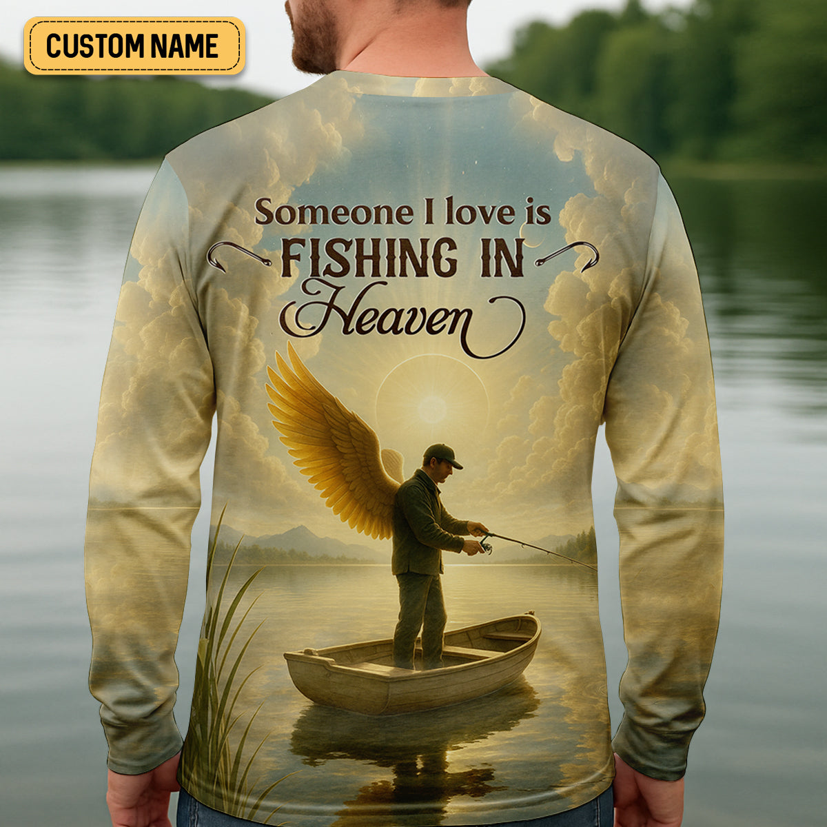 Fishing In Heaven Fishing UPF Shirts, Fishing Memorial Presents For Fishermen, Fishing Shirts For Men