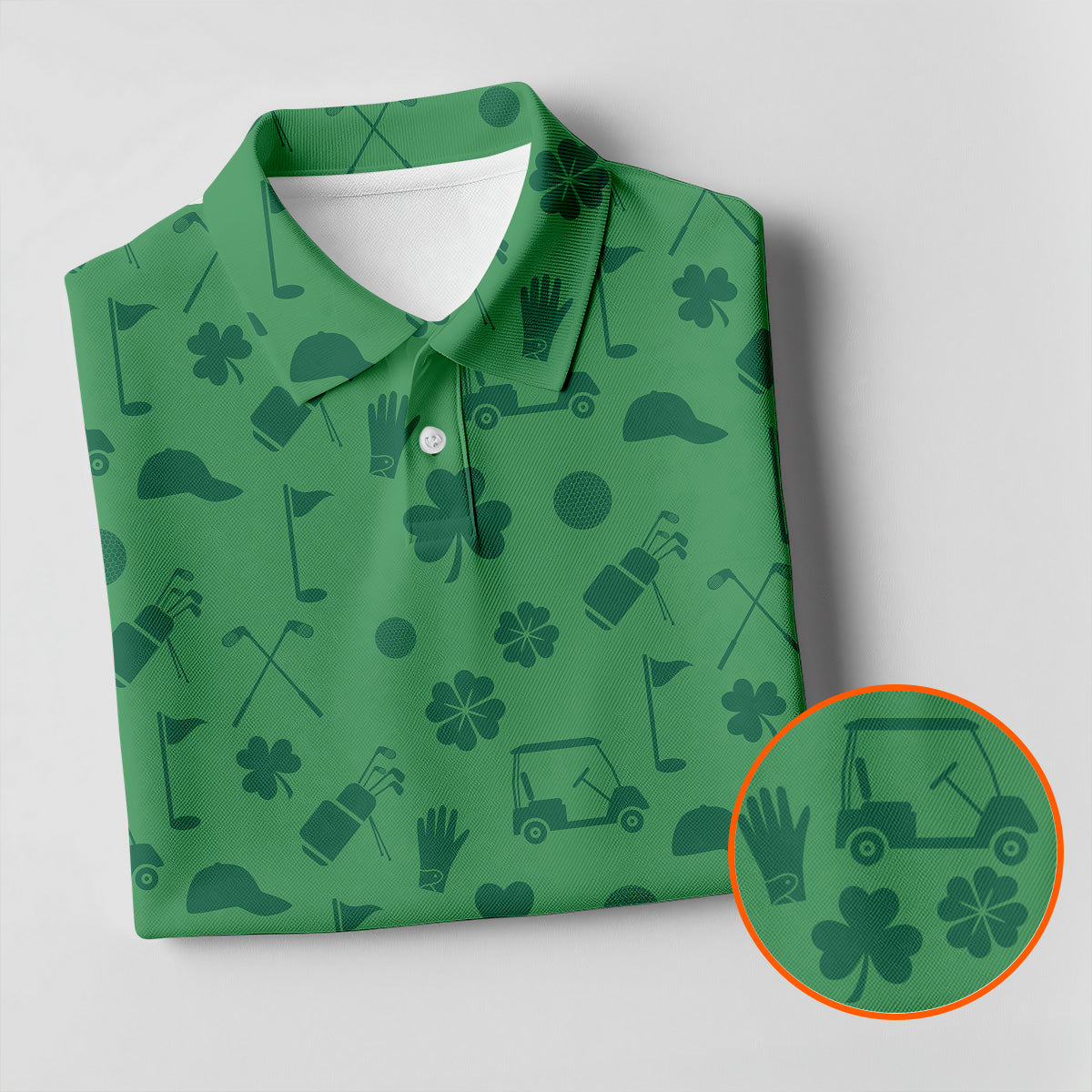 Dark Green Golf Items Seamless Pattern St. Patrick’s Day Shamrock Golf Shirt, Women's Golf Tops, Ladies Golf Polos