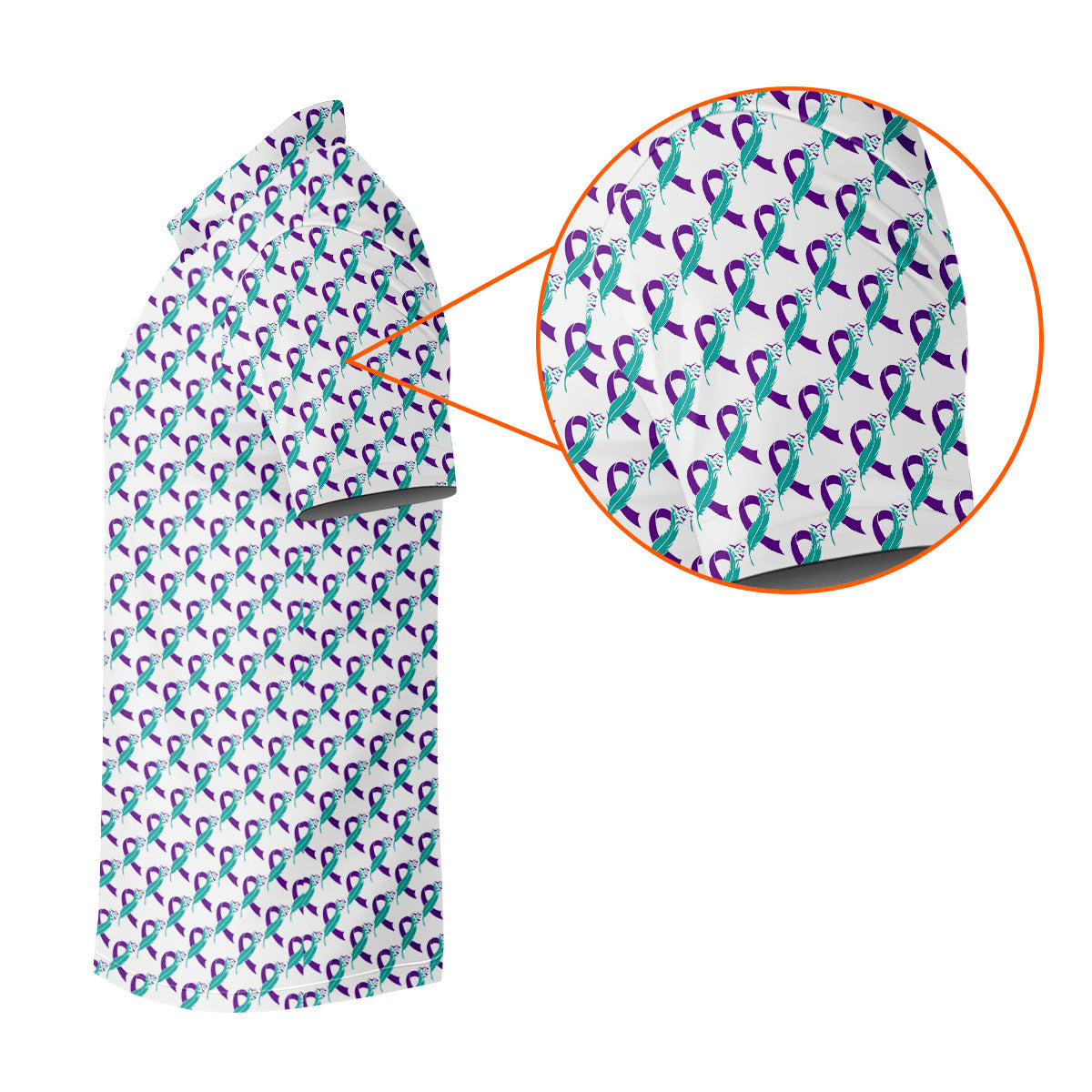 Suicide Awareness Feather Ribbon Pattern Mens Golf Polo, Golf Shirts For Men