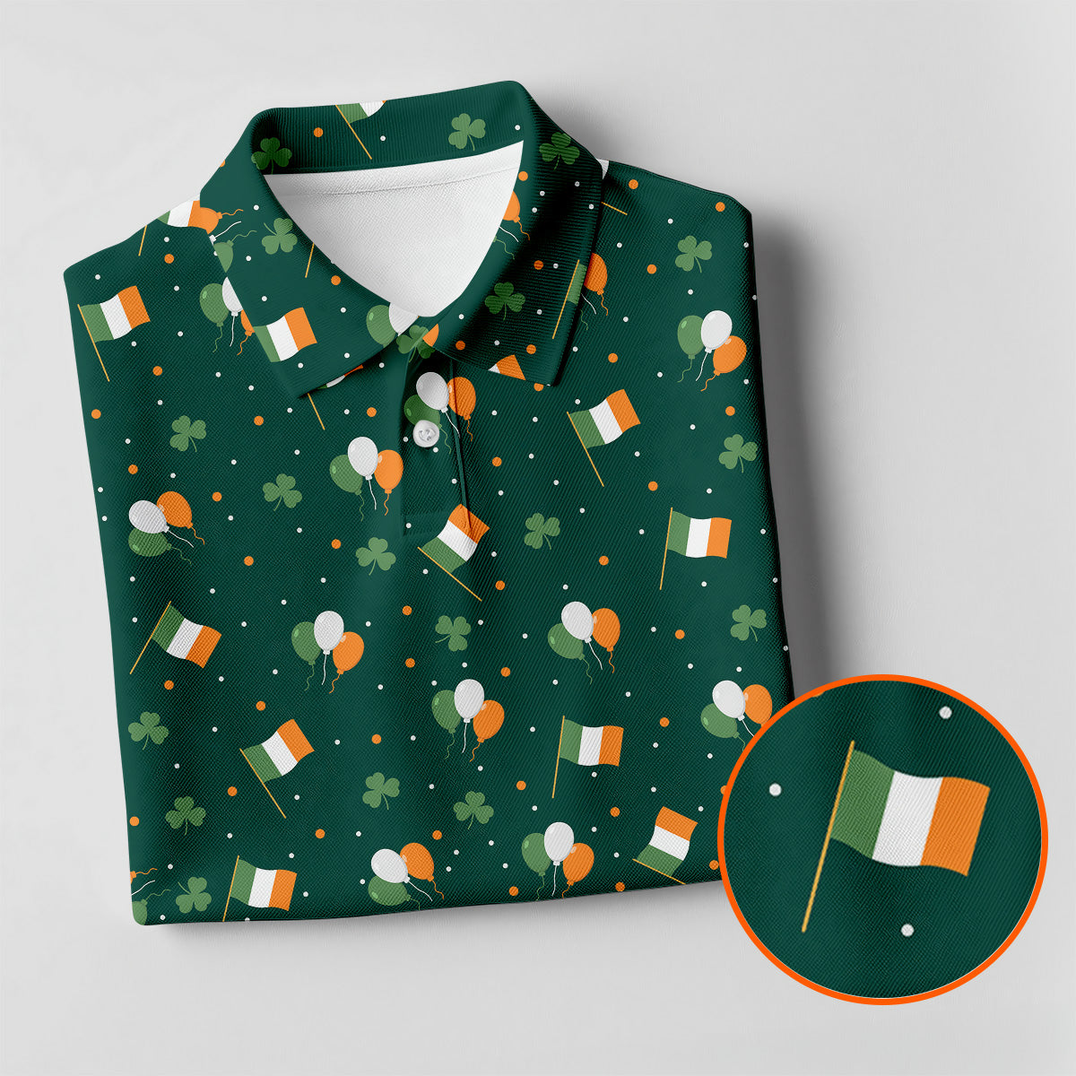 Blue White Orange Confetti Balloons Irish Flag St Patrick's Day Golf Shirt, Women's Golf Tops, Ladies Golf Shirts