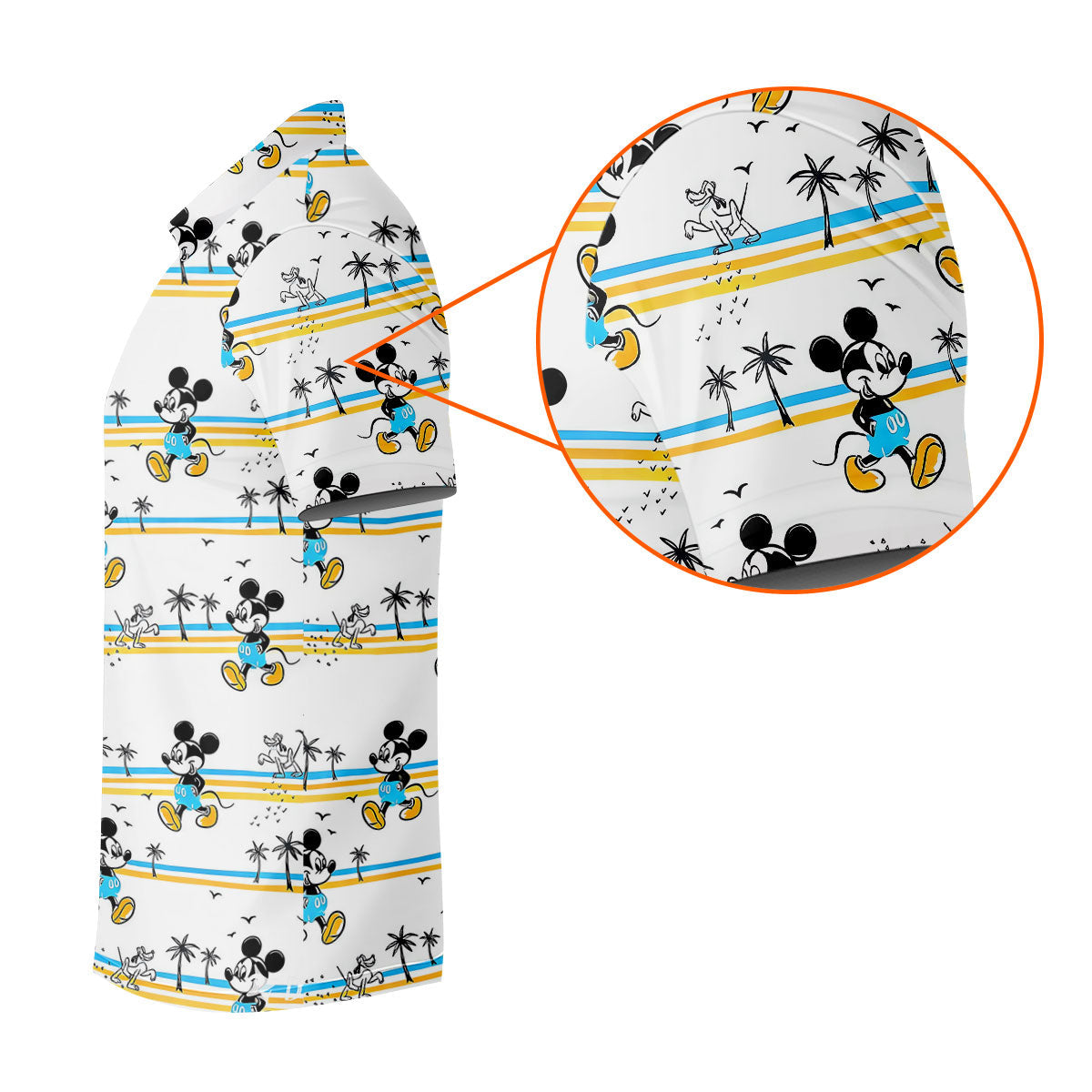 Retro Beach Stripe Cartoon Golf Polo Shirt, Women's Golf Tops, Ladies Golf Tops