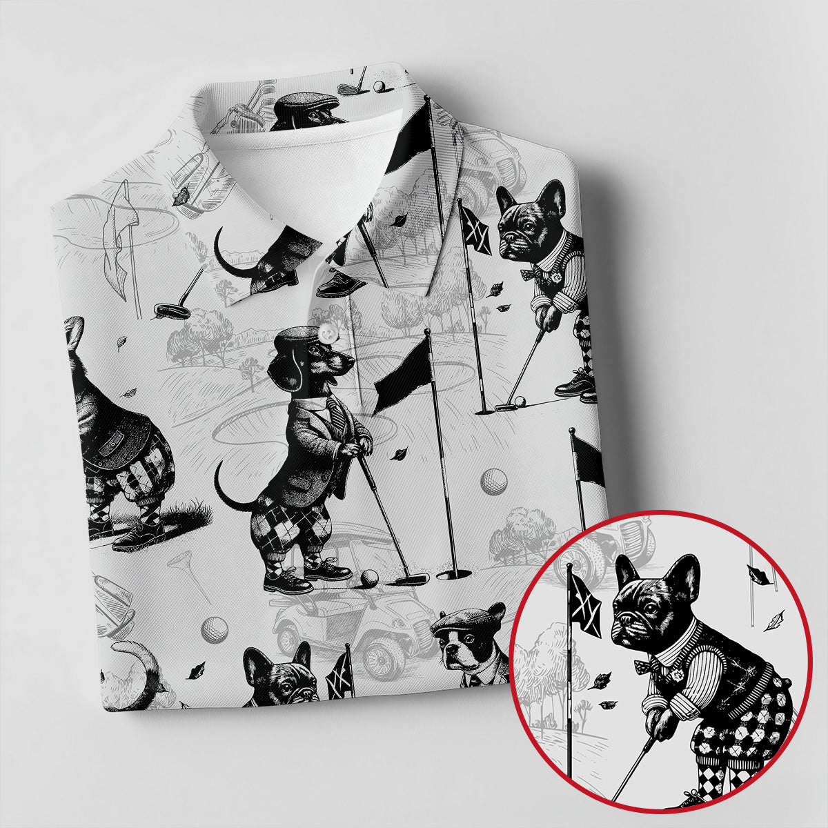 Vintage Golfing Dogs Pattern Golf Polo Shirt, Women’s Golf Polo, Golf Tops For Women