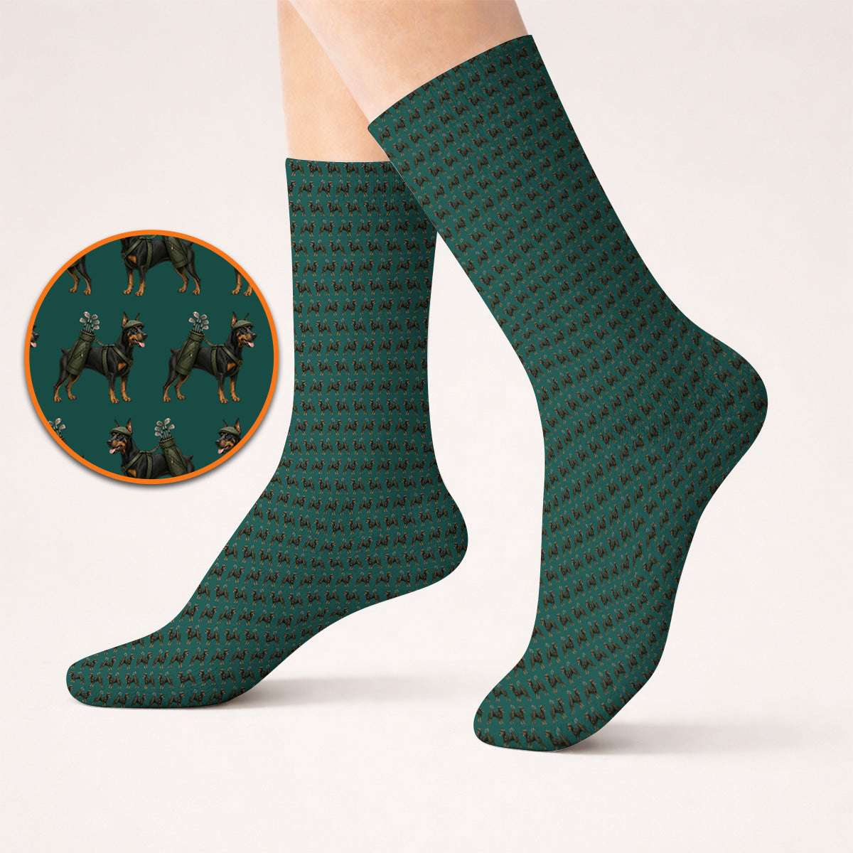 Doberman Golf Socks, Crazy Doberman Pattern Golf Sock, Dog Lover Golf Gift