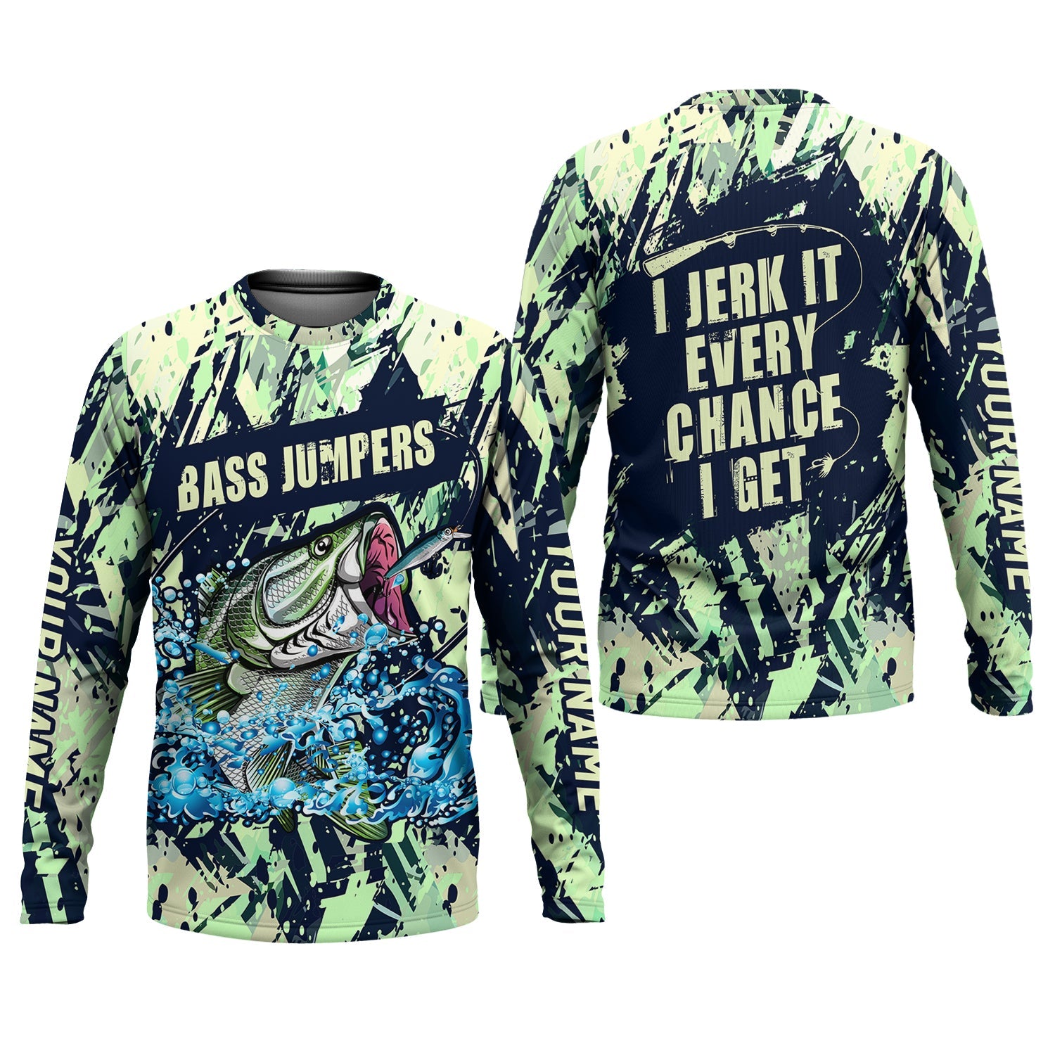 Bass Jumpers Fishing Shirts, I Jerk It Every Chance I Get, SPF Long Sleeve Shirts, Fishing Shirts For Men