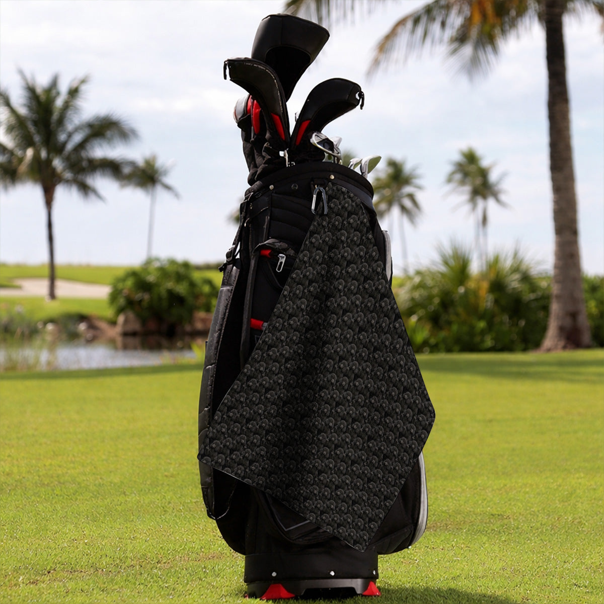 Black Poodle Pattern Golf Towels, Crazy Poodle Golf Towel, Golf Gift For Golfer