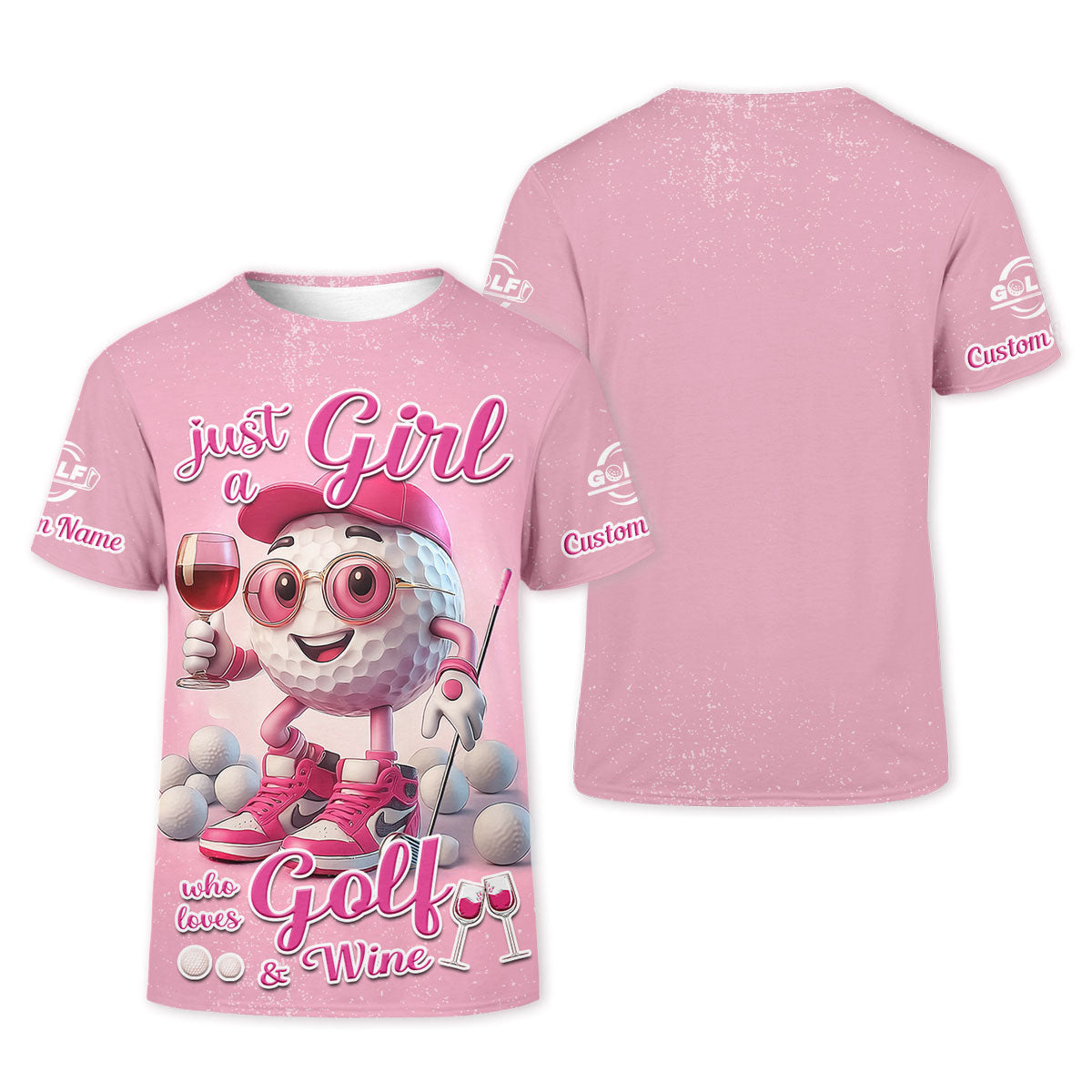 Just A Girl Who Loves Golf And Wine Custom Womens Golf Polo ShirtWomens Golf Gifts