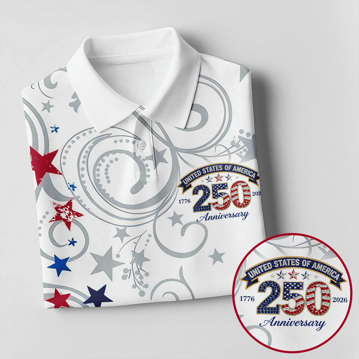 United States Of America 250 Anniversary Patriotic 4th Of July Golf Shirt, Red Blue Stars Golf Shirt For Women