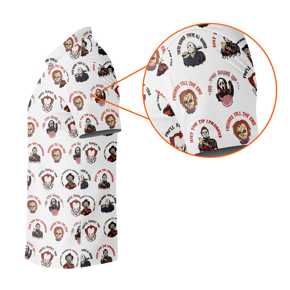 Just The Tip I Promise Horror Character Villains Golf Polo Shirt, Mens Golf Polo, Printed Golf Shirts