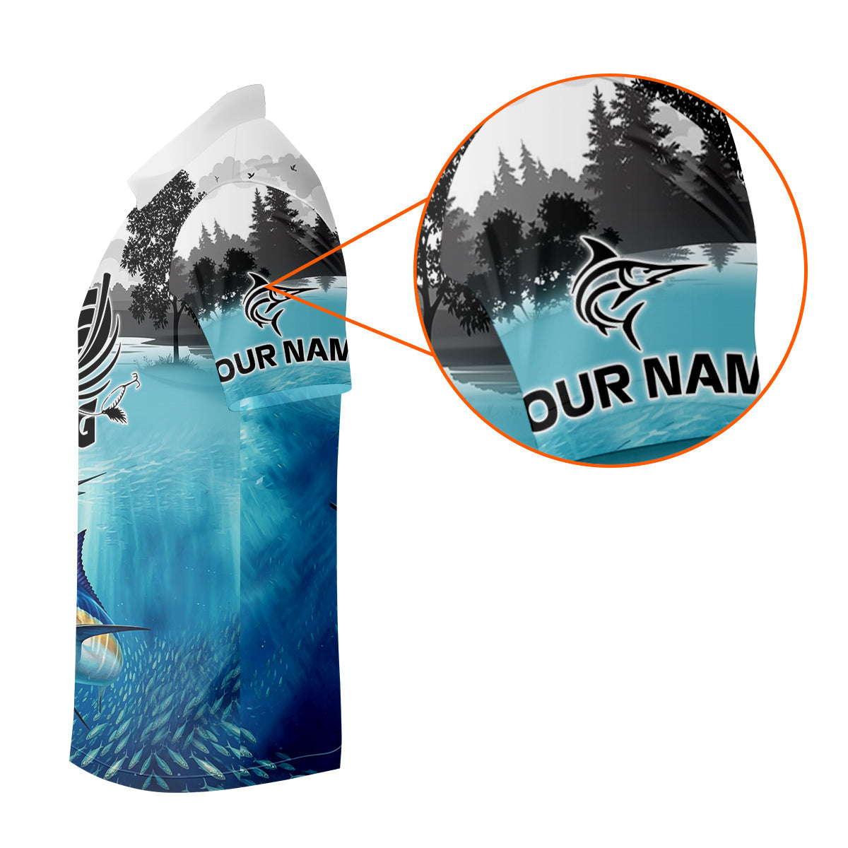 Blue Marlin Fishing SPF Shirt For Men, Performance Fishing Shirts, Gift For Fisherman, Men's Fishing Shirt