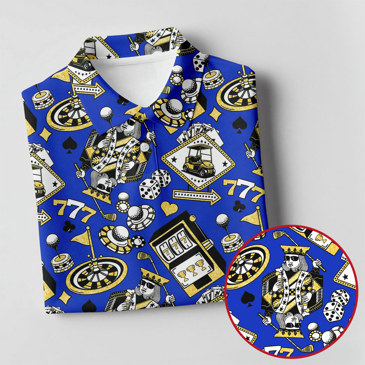 Casino Golf Pattern Blue Hawaiian Golf Polo Shirt, Women's Golf Polo, Golf Shirts For Women