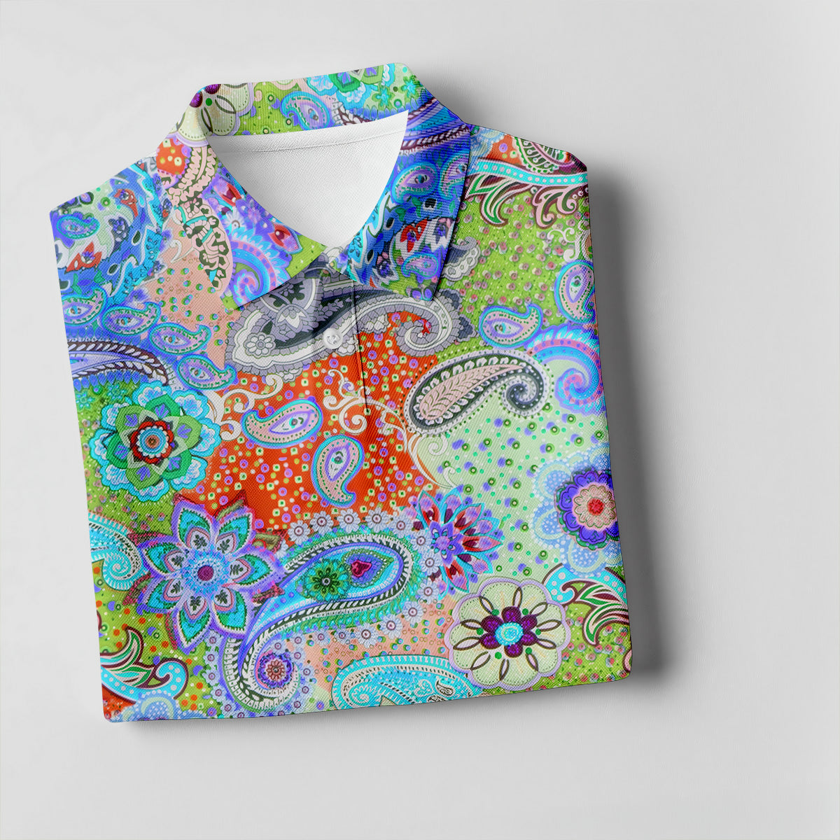 Colorful Boho Paisley Floral Pattern Golf Polo, Women's Golf Tops, Printed Golf Shirt