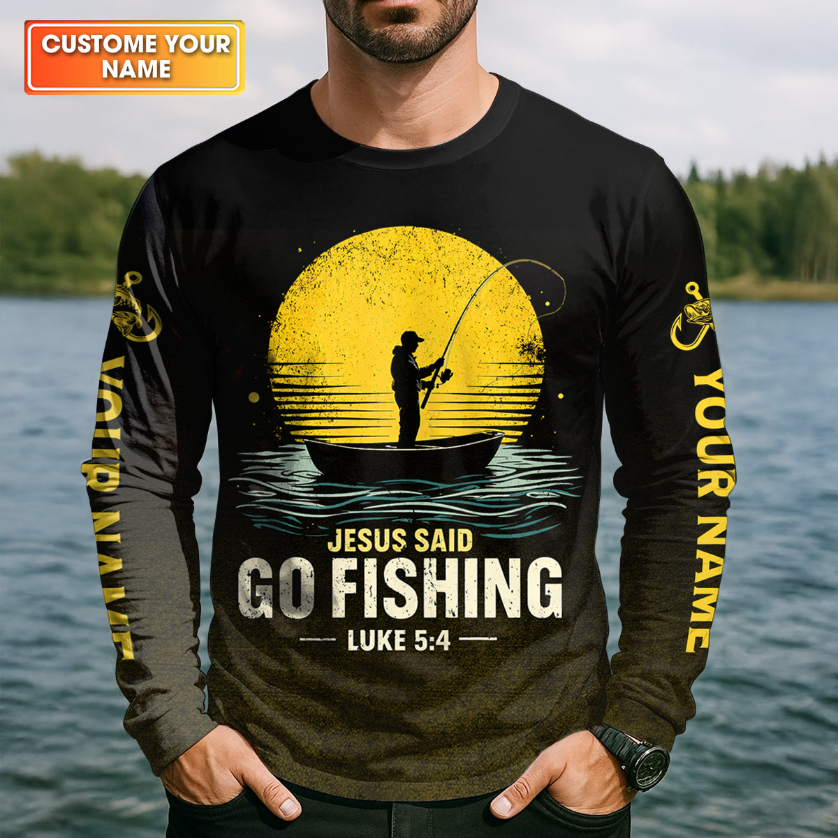 Jesus Said Go Fishing Bible Fishermen Christian Fishing UPF Shirts, Fishing Shirts For Men, Fisherman Gift