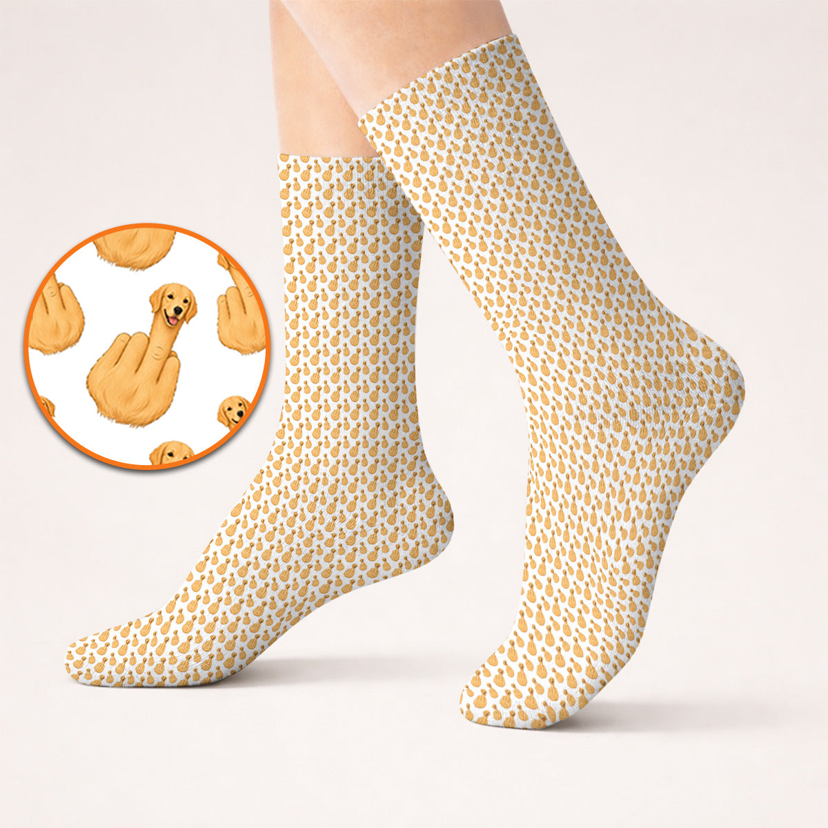Golden Retriever Middle Finger Golf Socks, Funny Dog Pattern Golf Sock, Crazy Golf Gift For Golfer