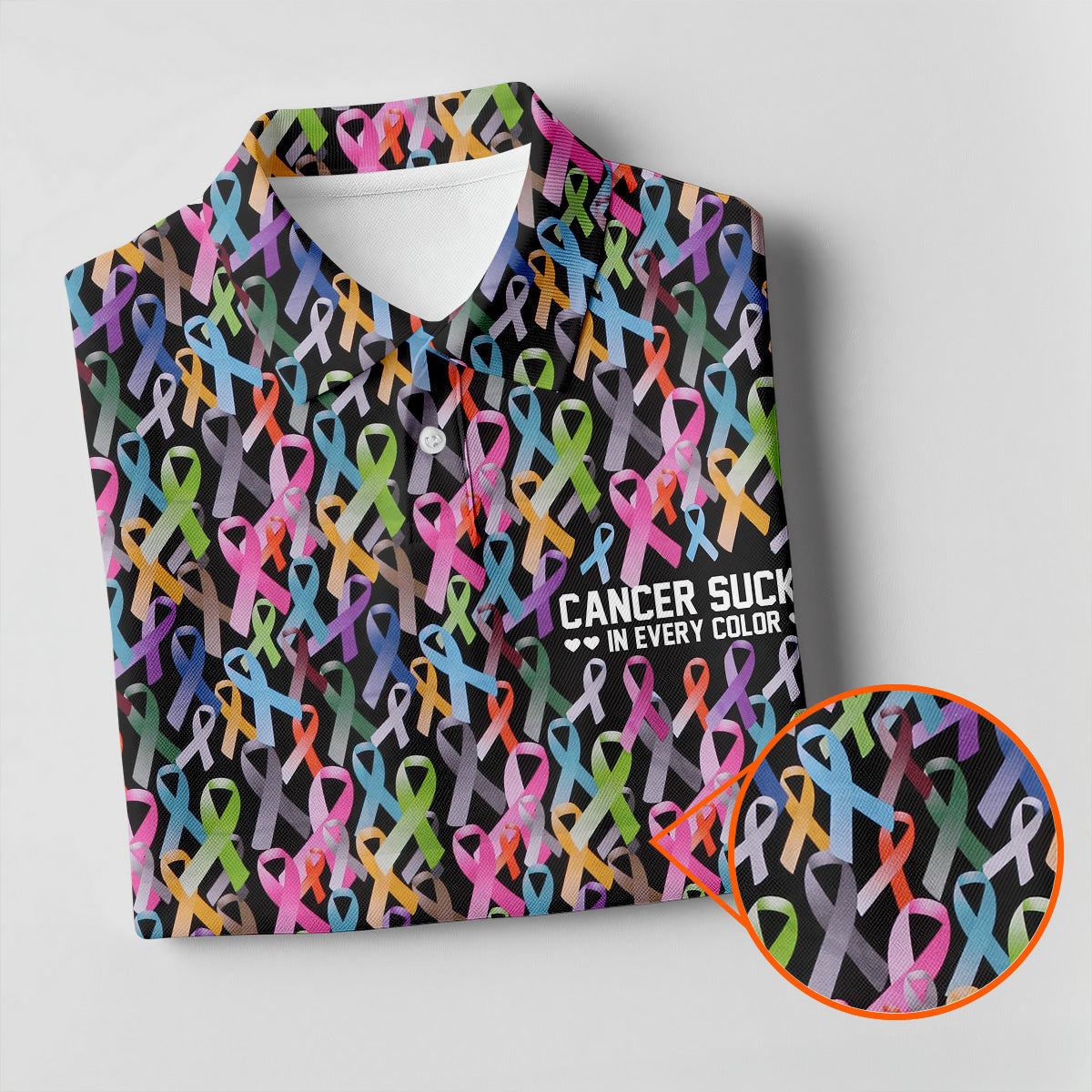 Cancer Sucks In Every Color Black Women Golf Shirt, Cancer Survivor Shirt, Cancer Awareness Shirt, Ladies Golf Shirts
